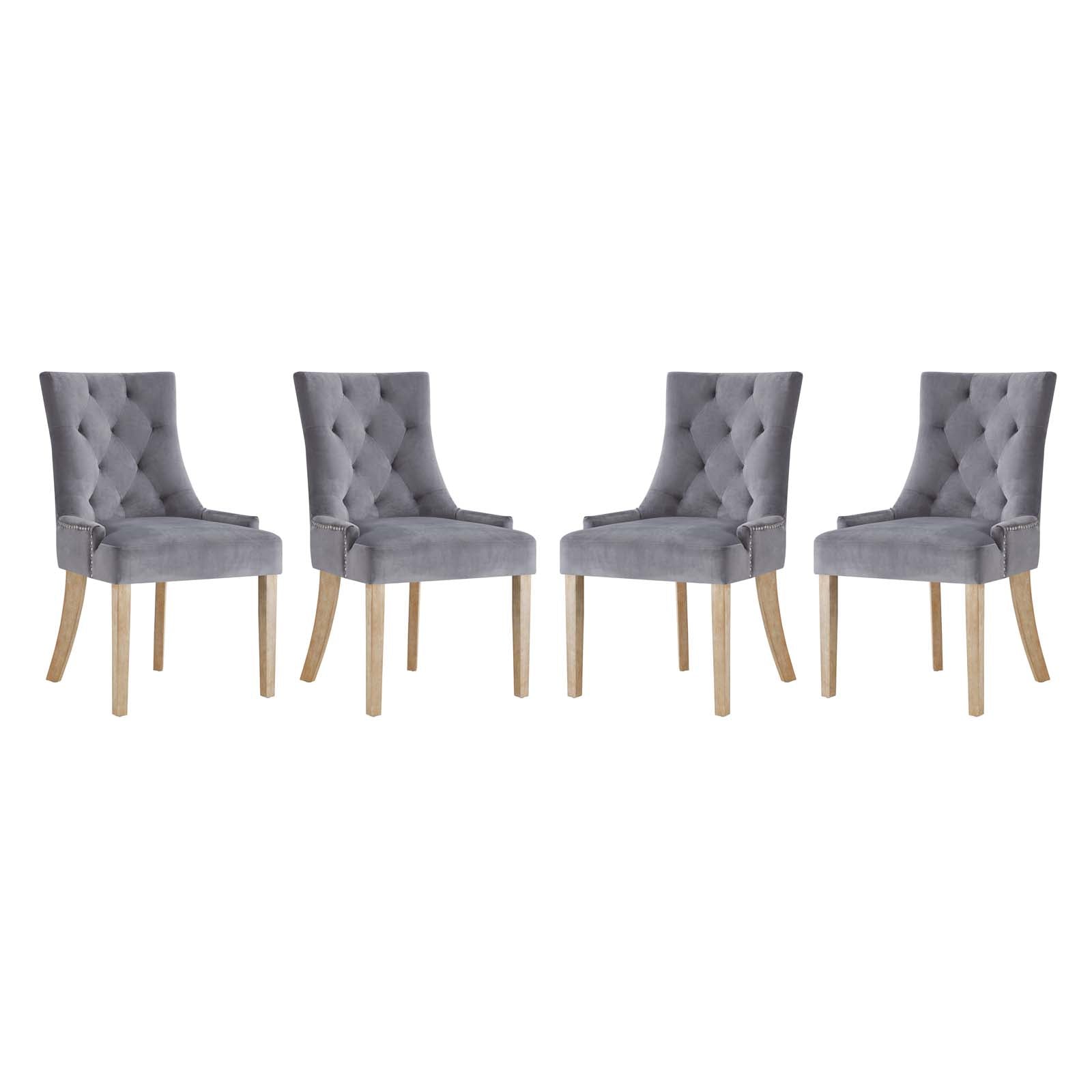 Modway Dining Chairs - Pose Dining Chair Performance Velvet Set of 4 Gray