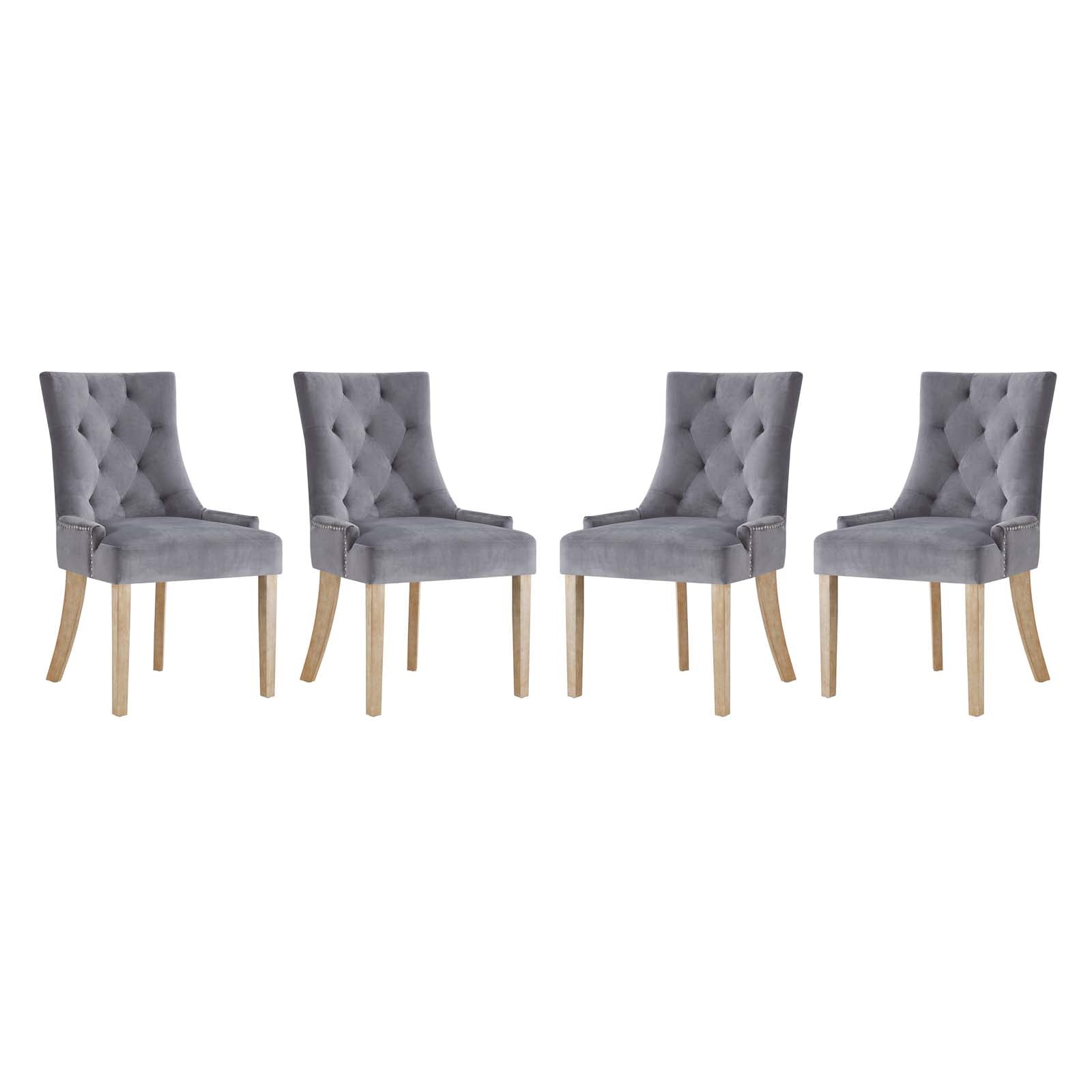 Modway Dining Chairs - Pose Dining Chair Performance Velvet Set of 4 Gray