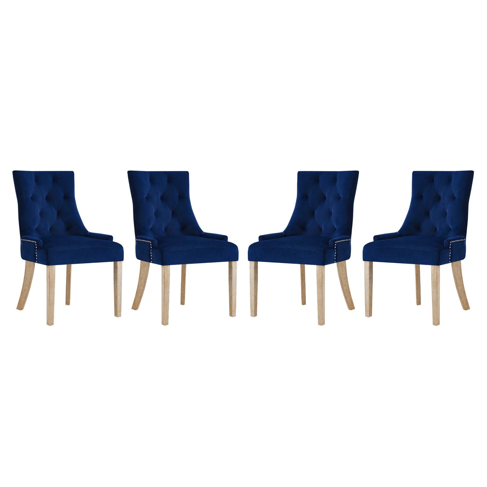Modway Dining Chairs - Pose Dining Chair Performance Velvet Navy (Set of 4)