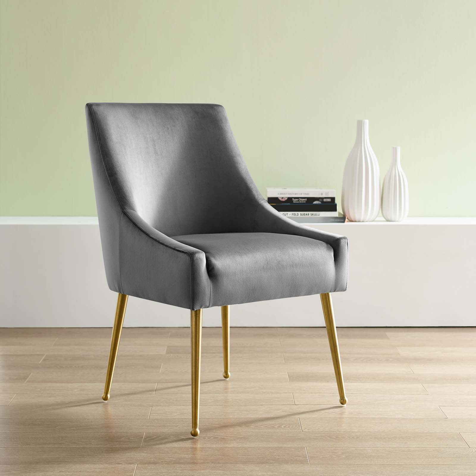 Modway Dining Chairs - Discern Upholstered Performance Velvet Dining Chair Gray
