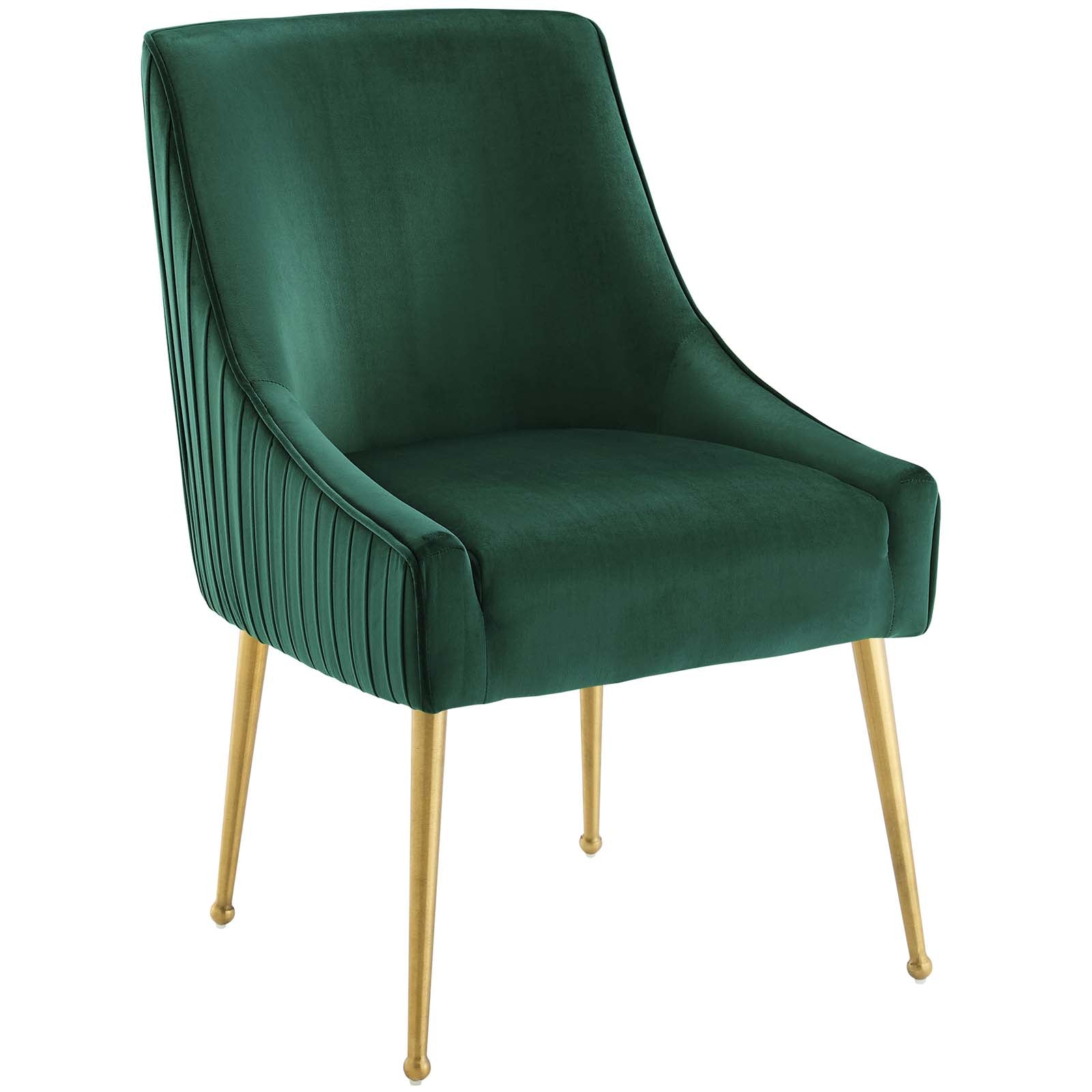 Modway Dining Chairs - Discern Pleated Back Upholstered Performance Velvet Dining Chair Green