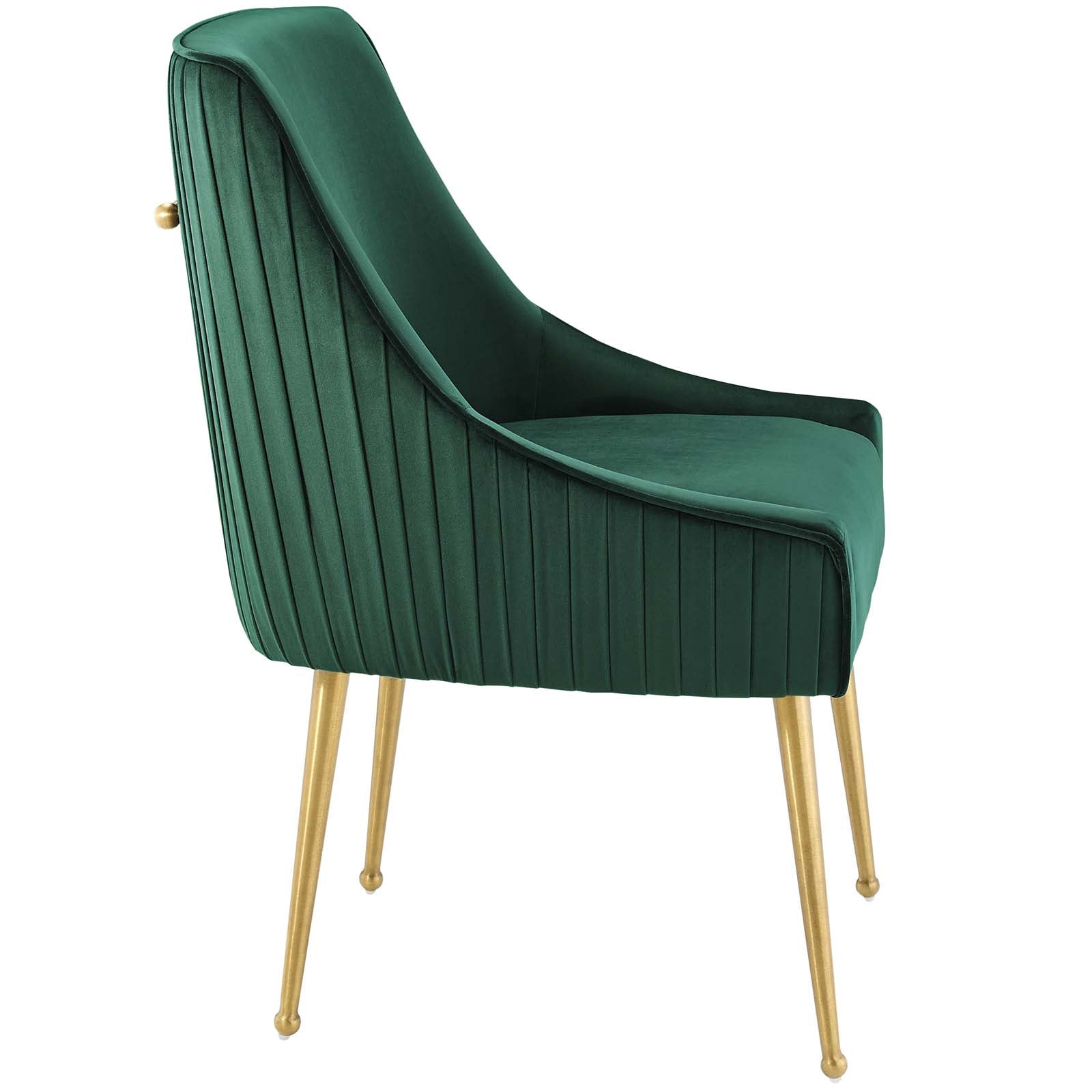 Modway Dining Chairs - Discern Pleated Back Upholstered Performance Velvet Dining Chair Green