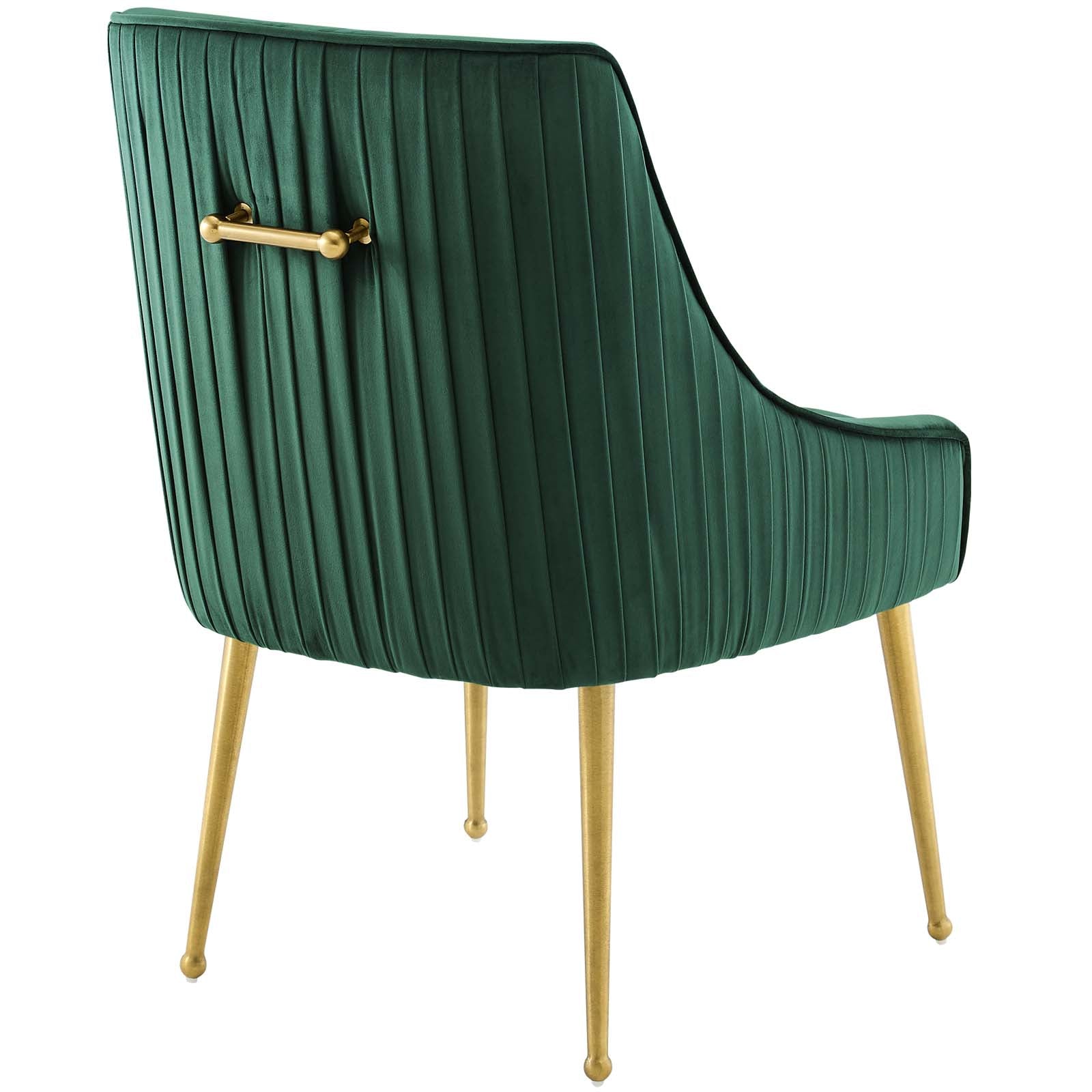 Modway Dining Chairs - Discern Pleated Back Upholstered Performance Velvet Dining Chair Green