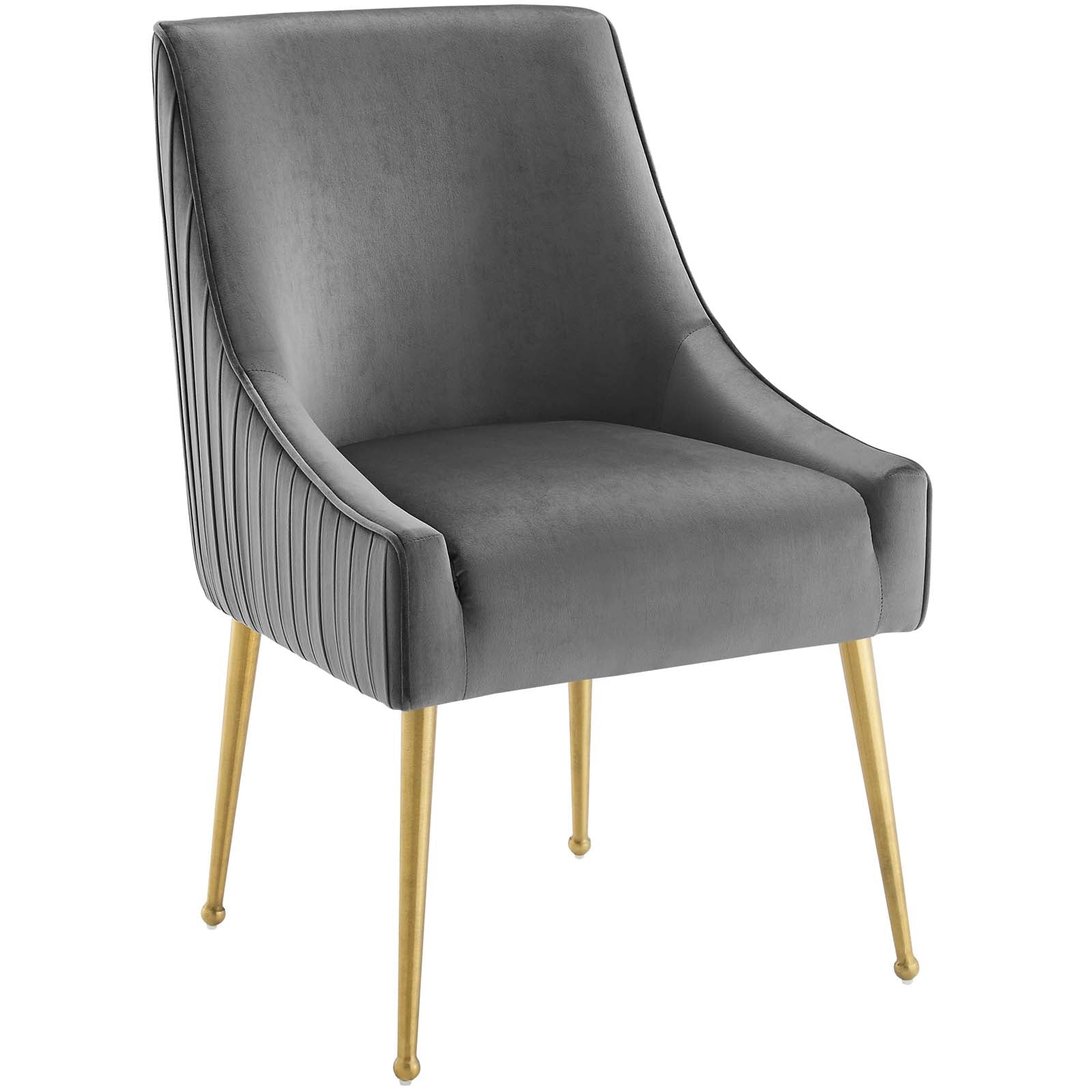 Modway Dining Chairs - Discern Pleated Back Upholstered Performance Velvet Dining Chair Gray
