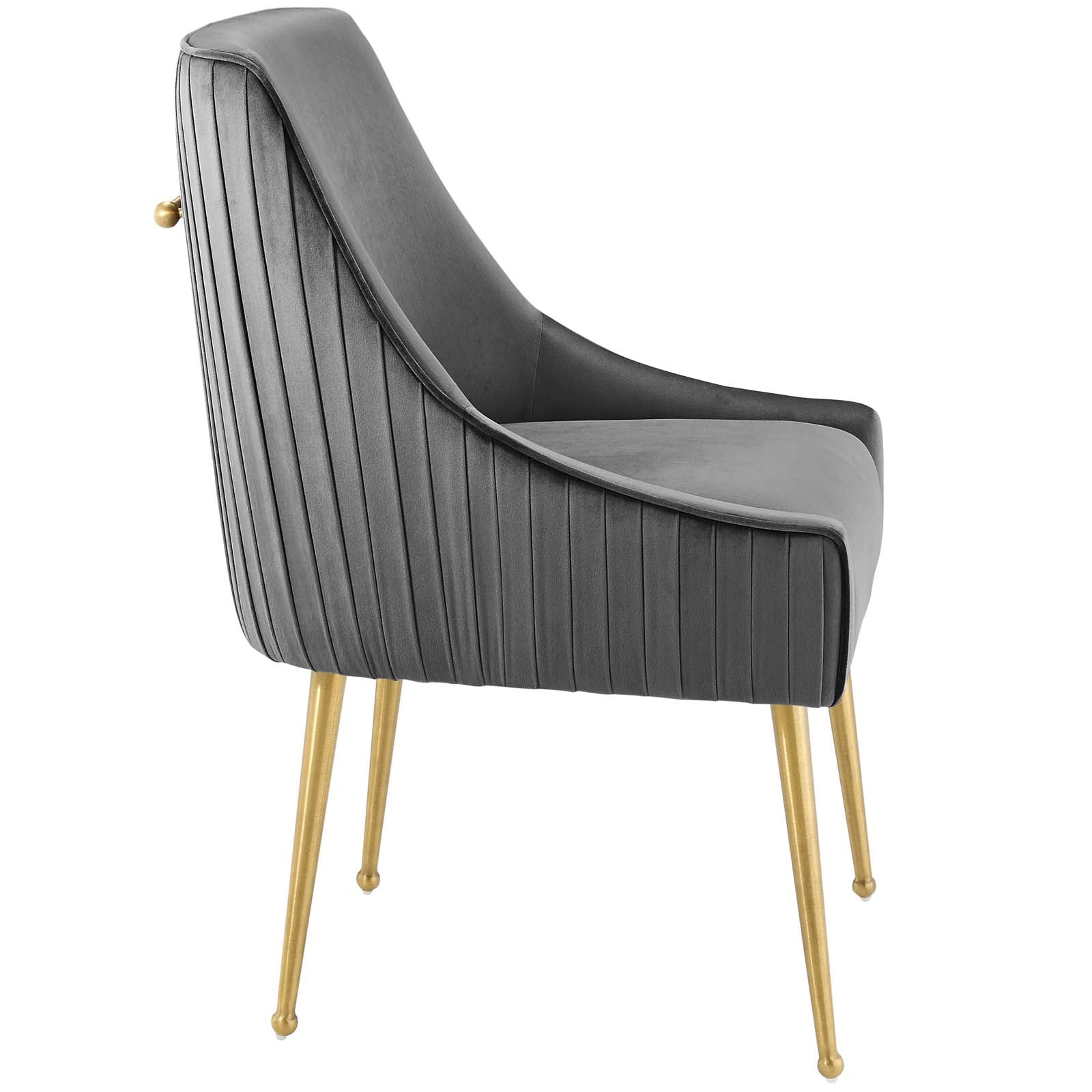 Modway Dining Chairs - Discern Pleated Back Upholstered Performance Velvet Dining Chair Gray