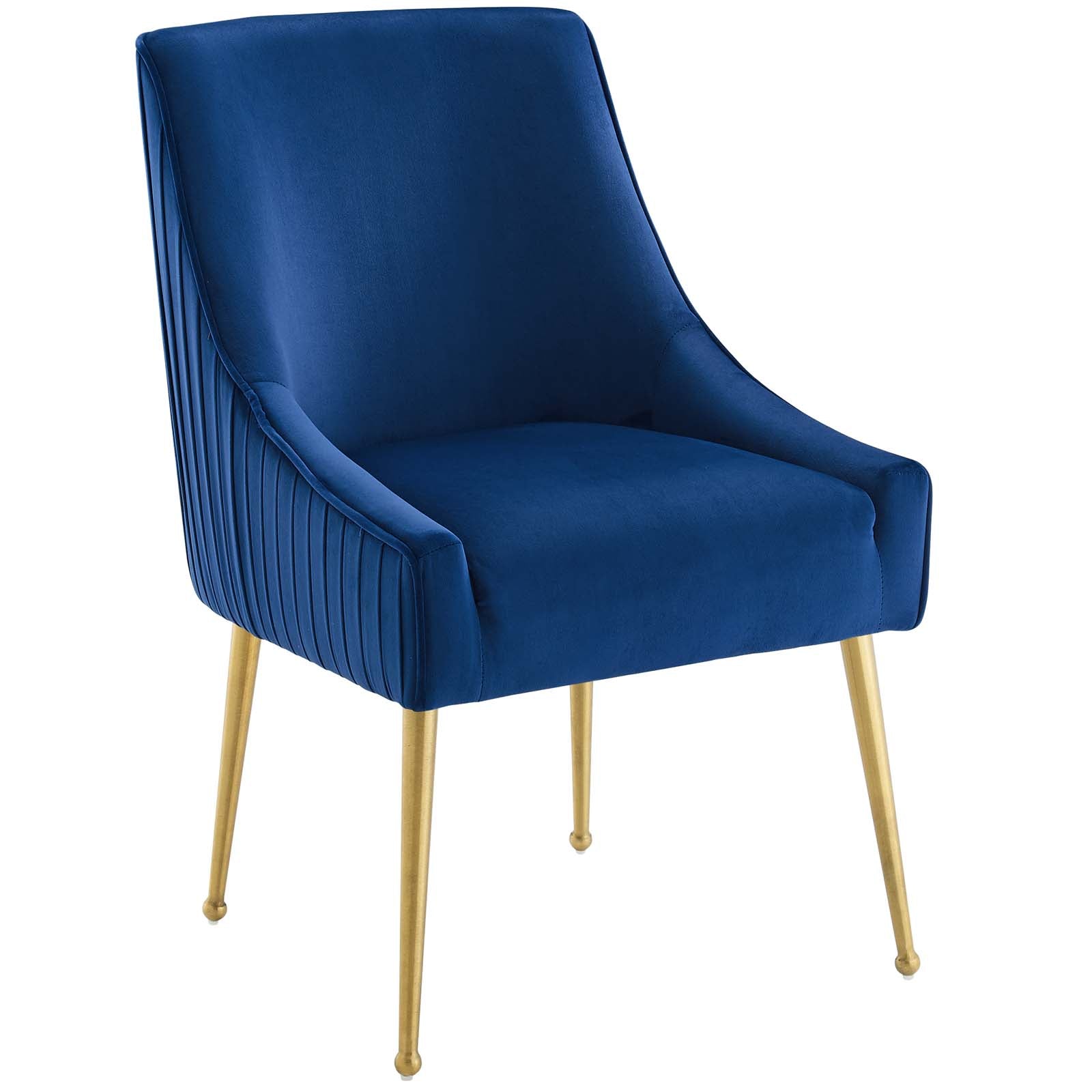 Modway Dining Chairs - Discern Pleated Back Upholstered Performance Velvet Dining Chair Navy