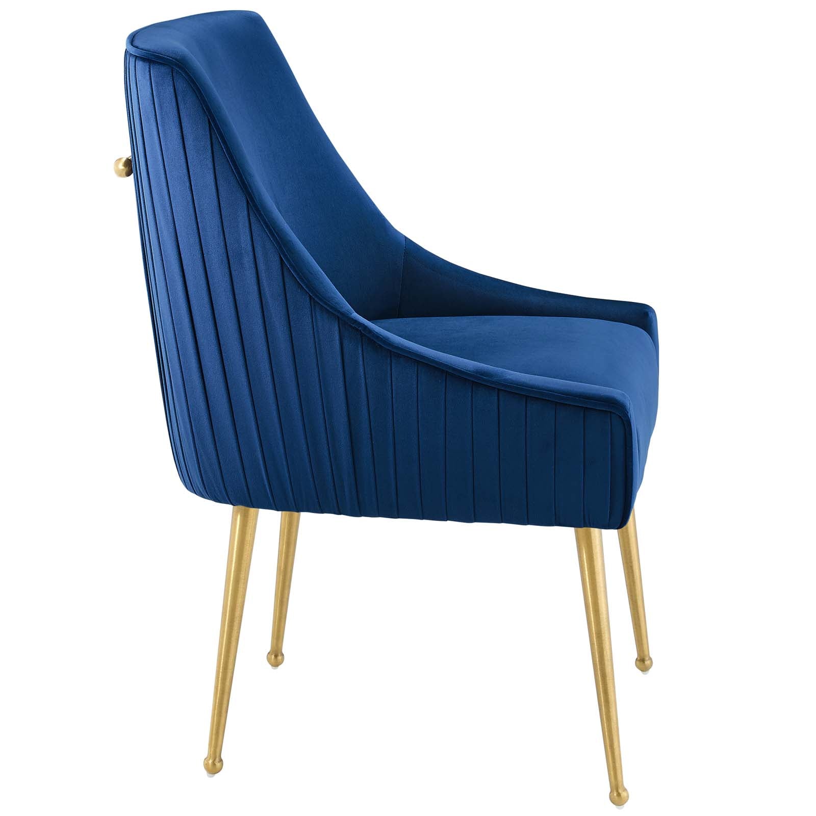 Modway Dining Chairs - Discern Pleated Back Upholstered Performance Velvet Dining Chair Navy