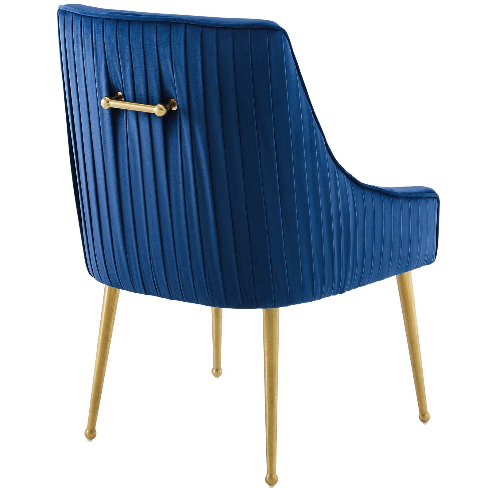 Modway Dining Chairs - Discern Pleated Back Upholstered Performance Velvet Dining Chair Navy