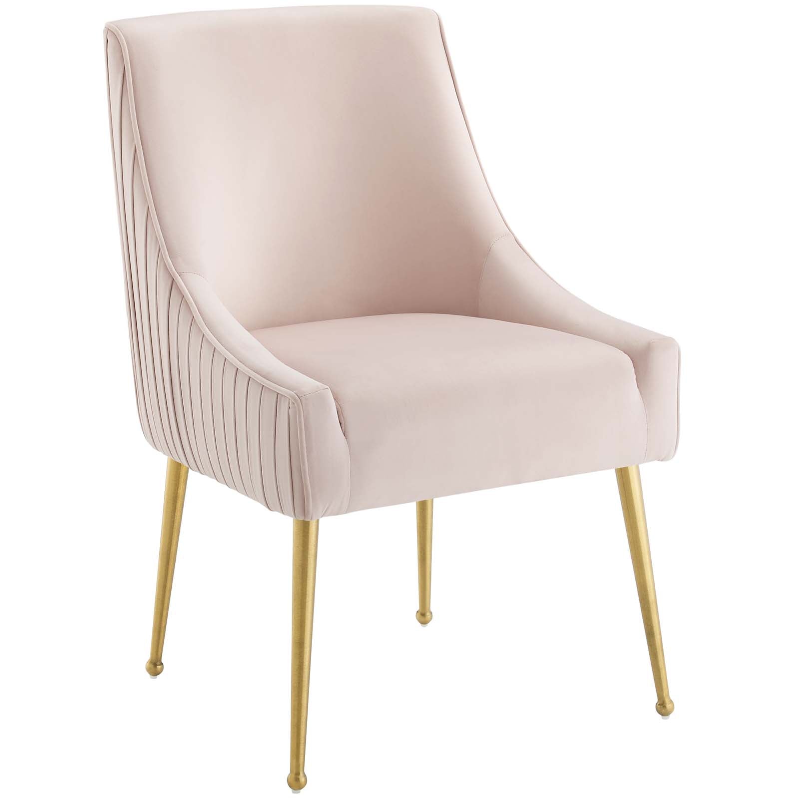 Modway Dining Chairs - Discern Pleated Back Upholstered Performance Velvet Dining Chair Pink
