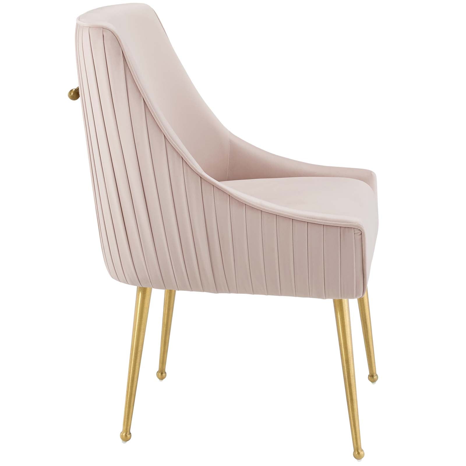 Modway Dining Chairs - Discern Pleated Back Upholstered Performance Velvet Dining Chair Pink