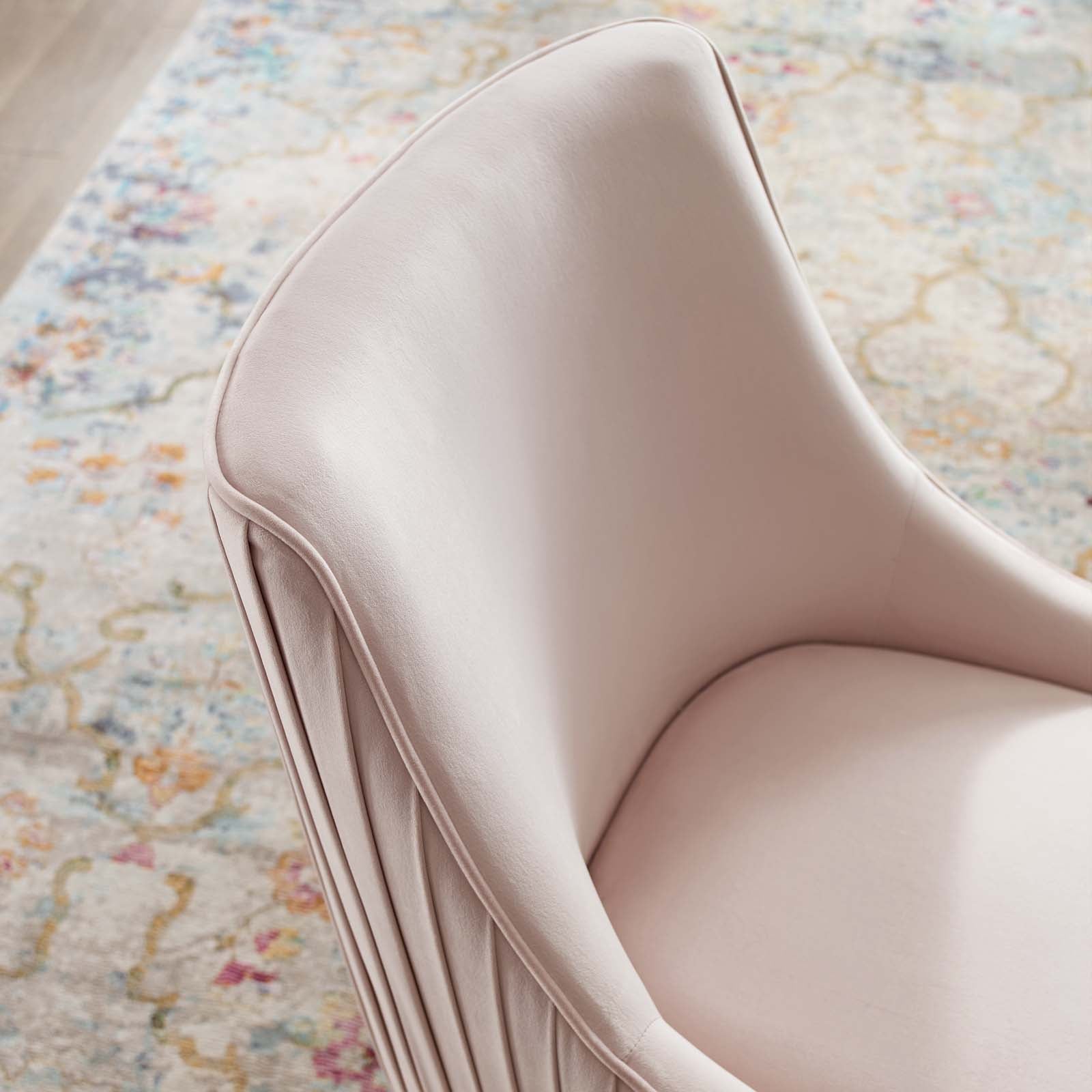 Modway Dining Chairs - Discern Pleated Back Upholstered Performance Velvet Dining Chair Pink