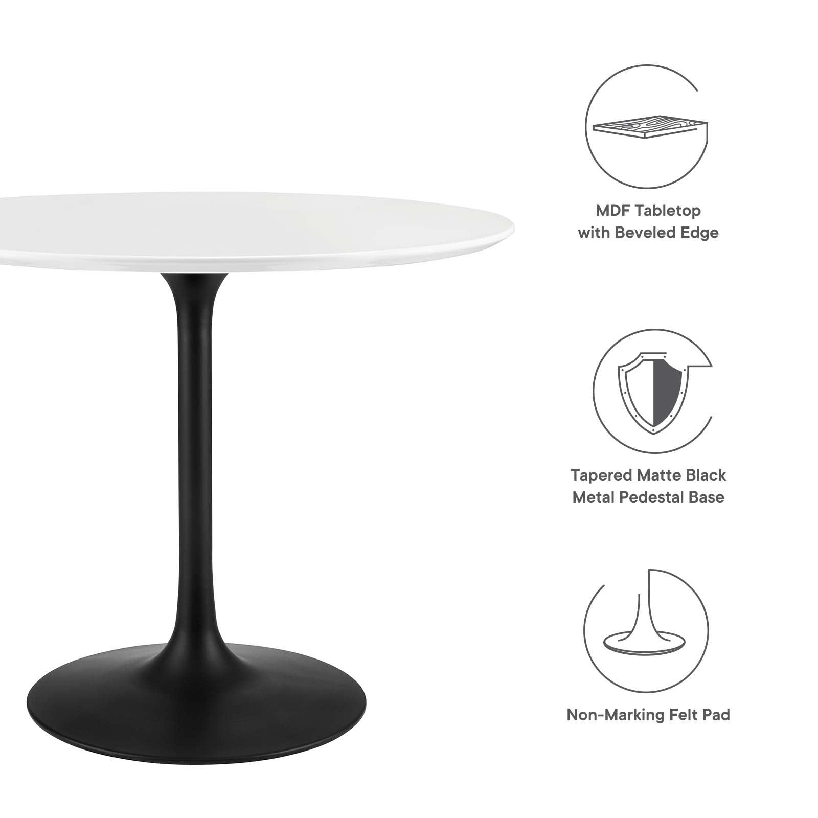 Modway Dining Tables - Lippa-36"-Round-Wood-Dining-Table-Black-White