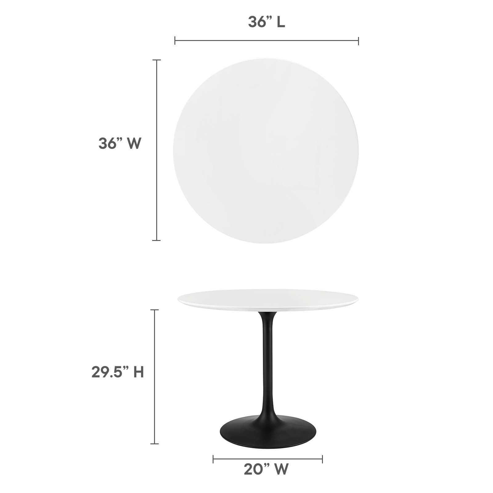 Modway Dining Tables - Lippa-36"-Round-Wood-Dining-Table-Black-White