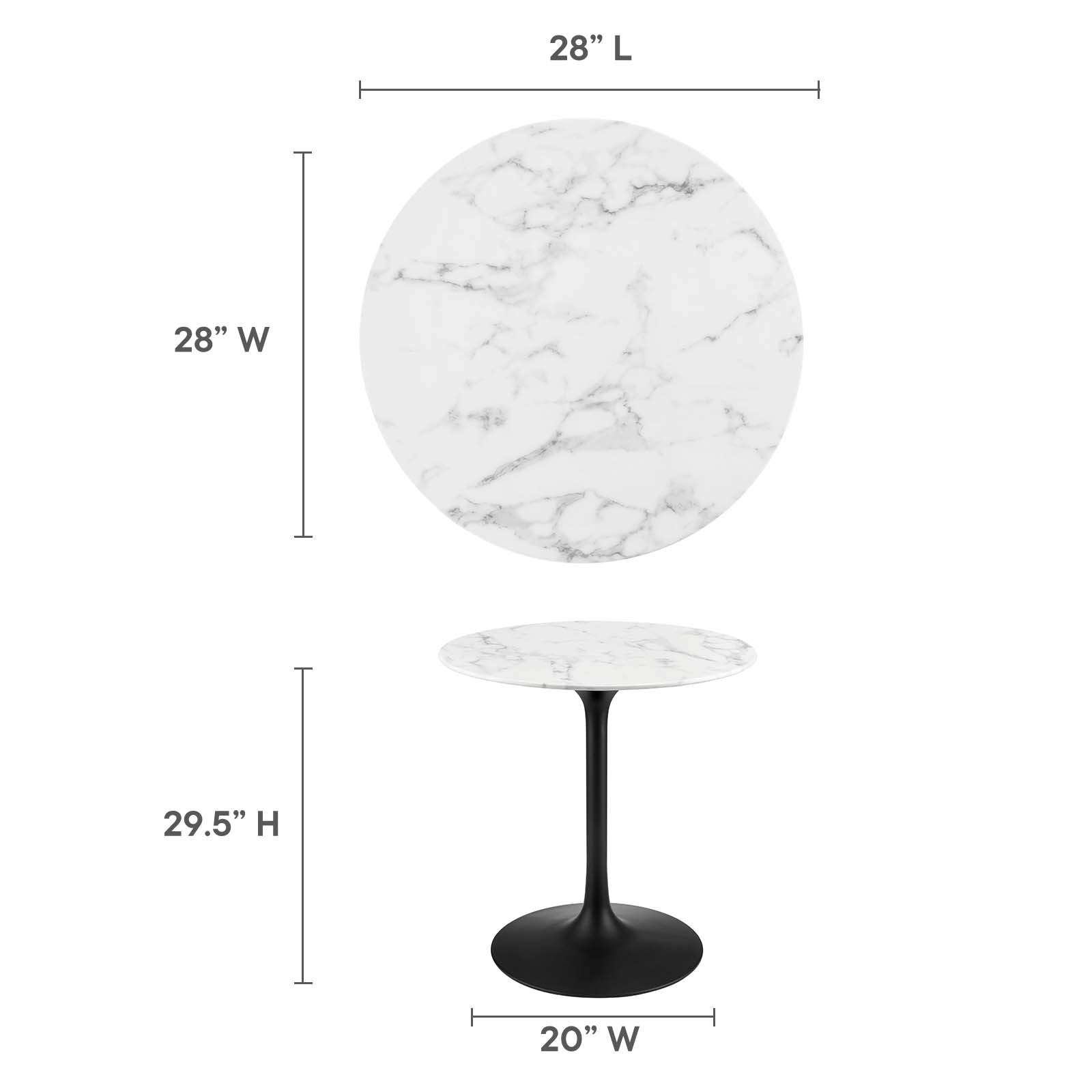 Modway Dining Tables - Lippa-28"-Round-Artificial-Marble-Dining-Table-Black-White