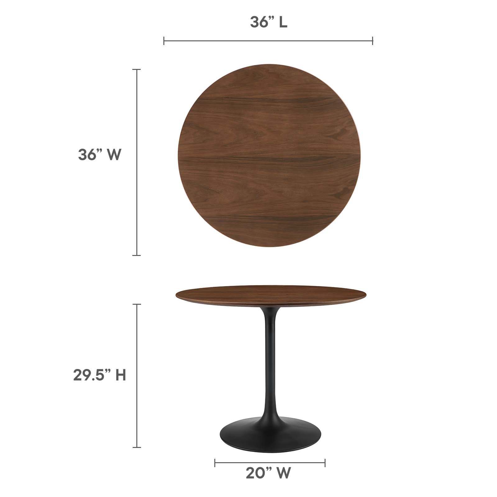 Modway Dining Tables - Lippa 36" Round Walnut Dining Table Black Walnut
