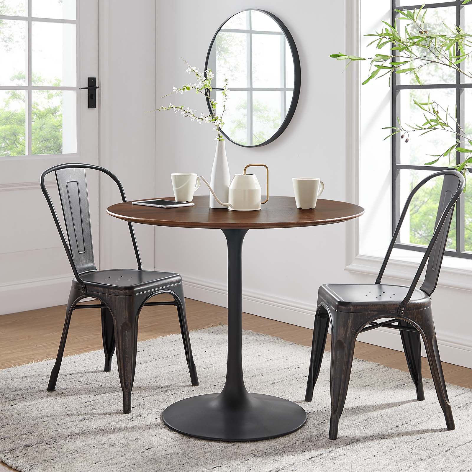 Modway Dining Tables - Lippa 36" Round Walnut Dining Table Black Walnut