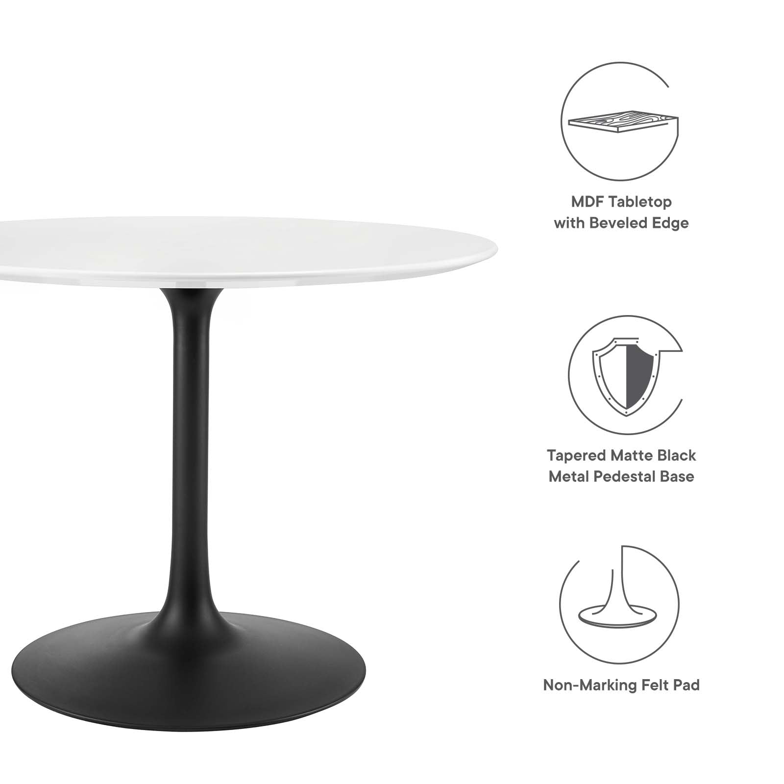 Modway Dining Tables - Lippa 40" Round Wood Dining Table Black & White