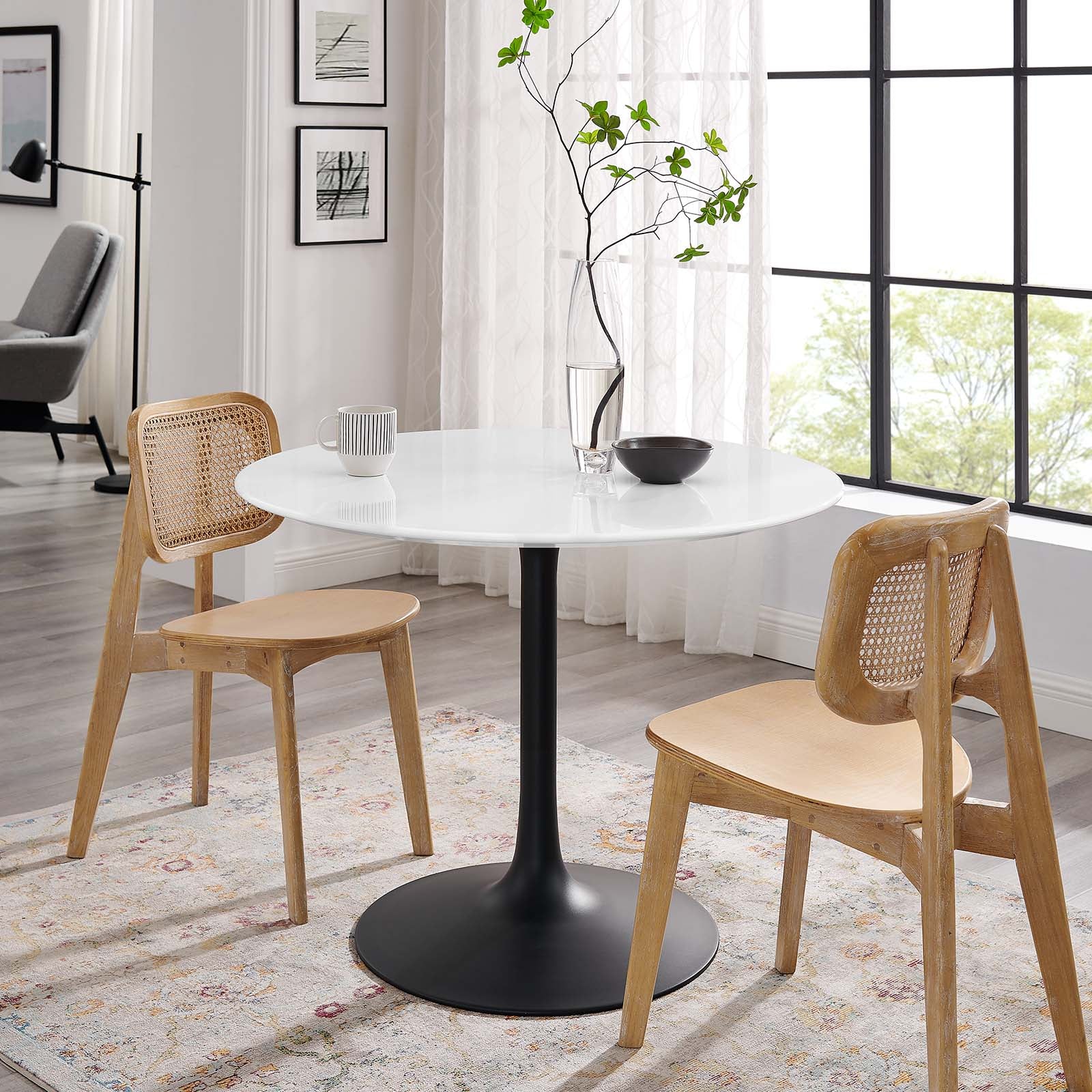 Modway Dining Tables - Lippa 40" Round Wood Dining Table Black & White