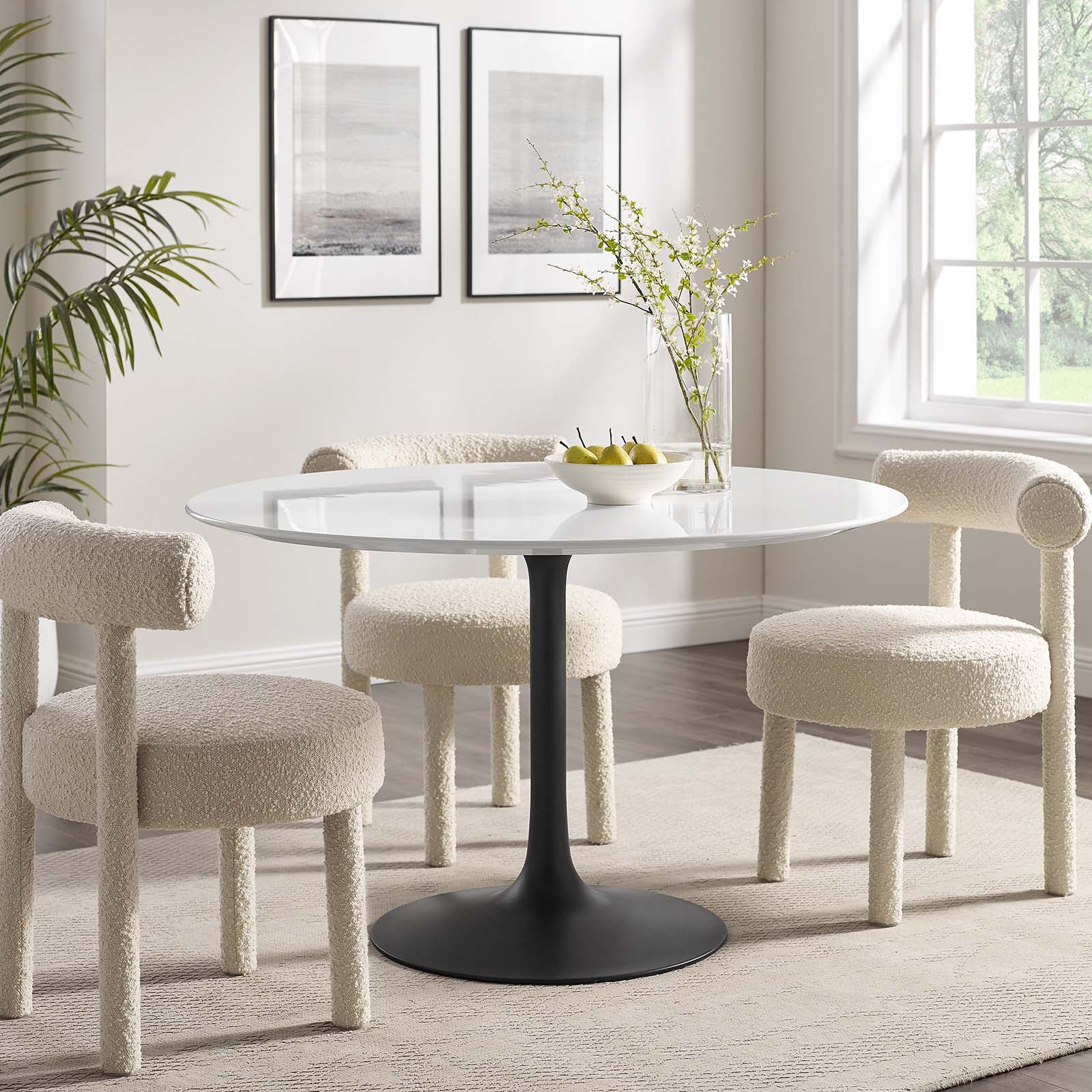 Modway Dining Tables - Lippa 47" Round Wood Dining Table Black White