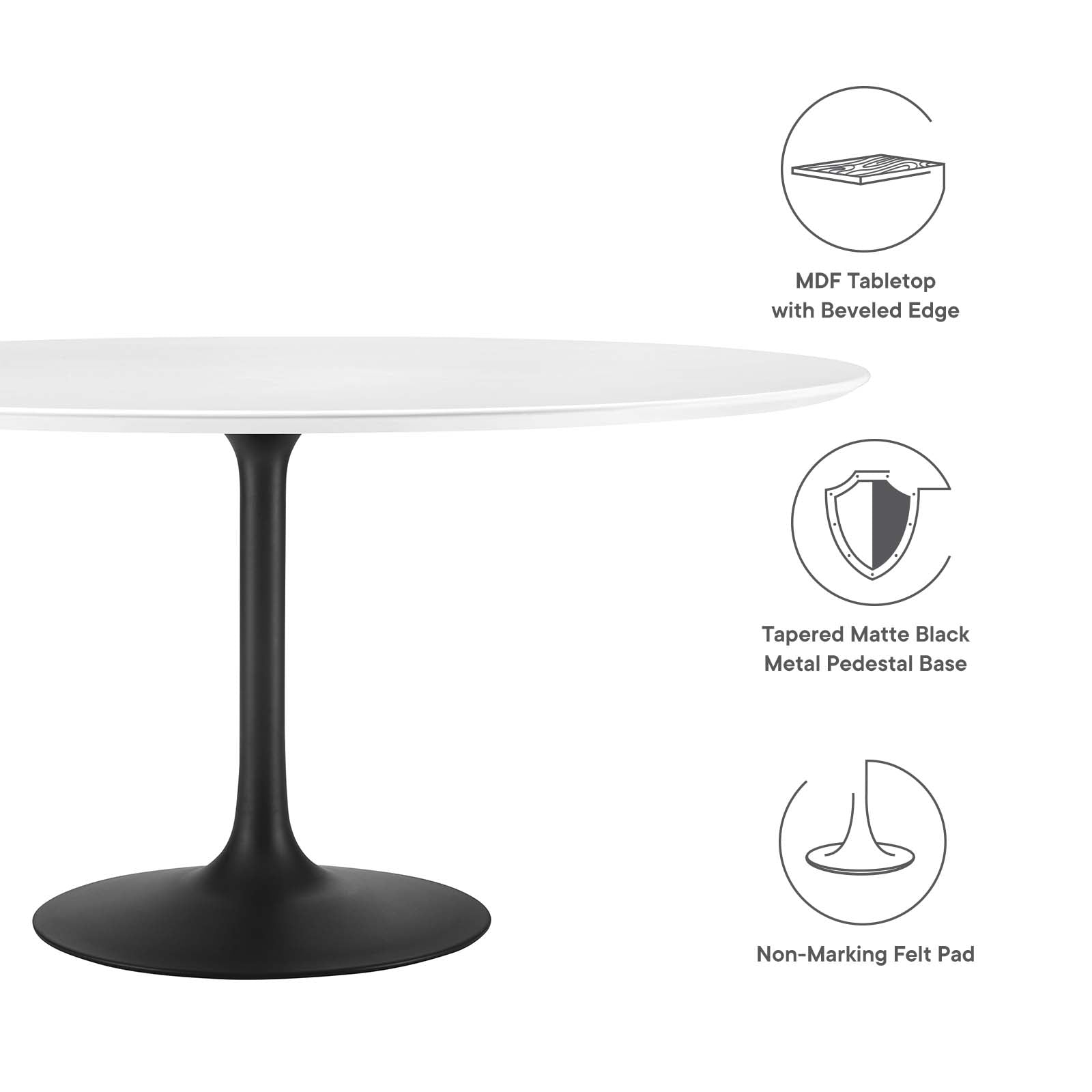 Modway Dining Tables - Lippa 60" Round Wood Dining Table Black White