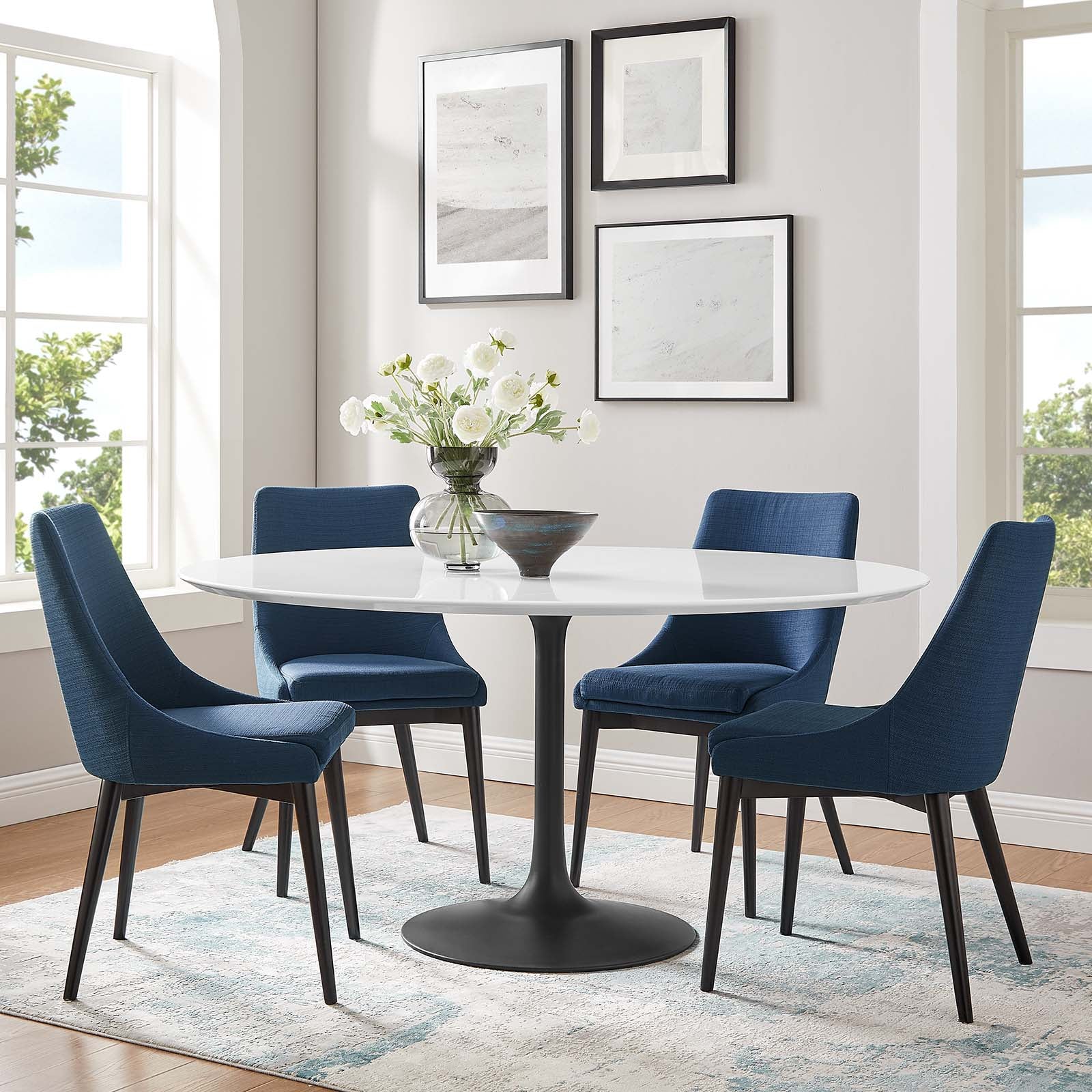 Modway Dining Tables - Lippa 60" Round Wood Dining Table Black White
