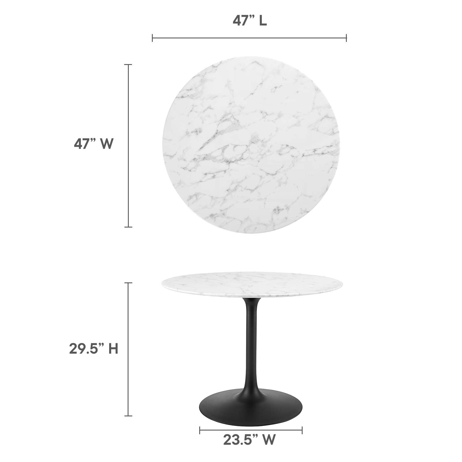 Modway Dining Tables - Lippa 40" Round Artificial Marble Dining Table Black White