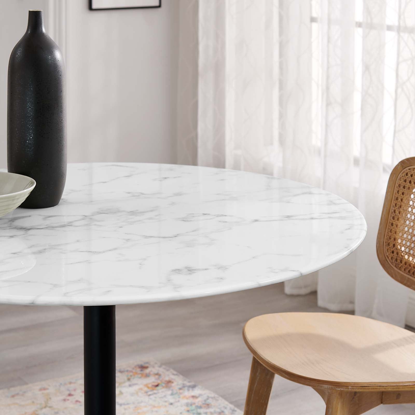 Modway Dining Tables - Lippa 40" Round Artificial Marble Dining Table Black White