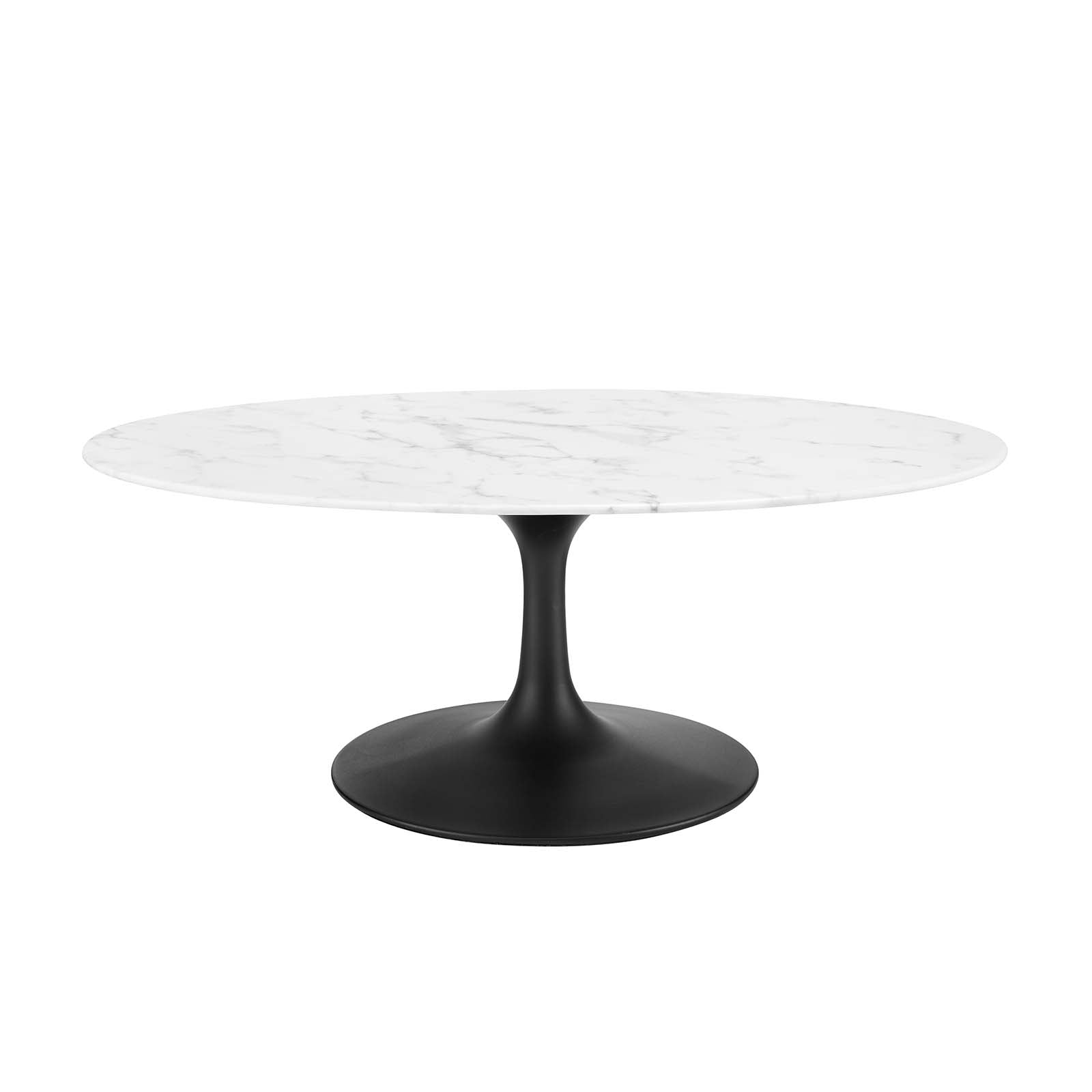 Modway Coffee Tables - Lippa 42" Oval Marble Coffee Table Black & White