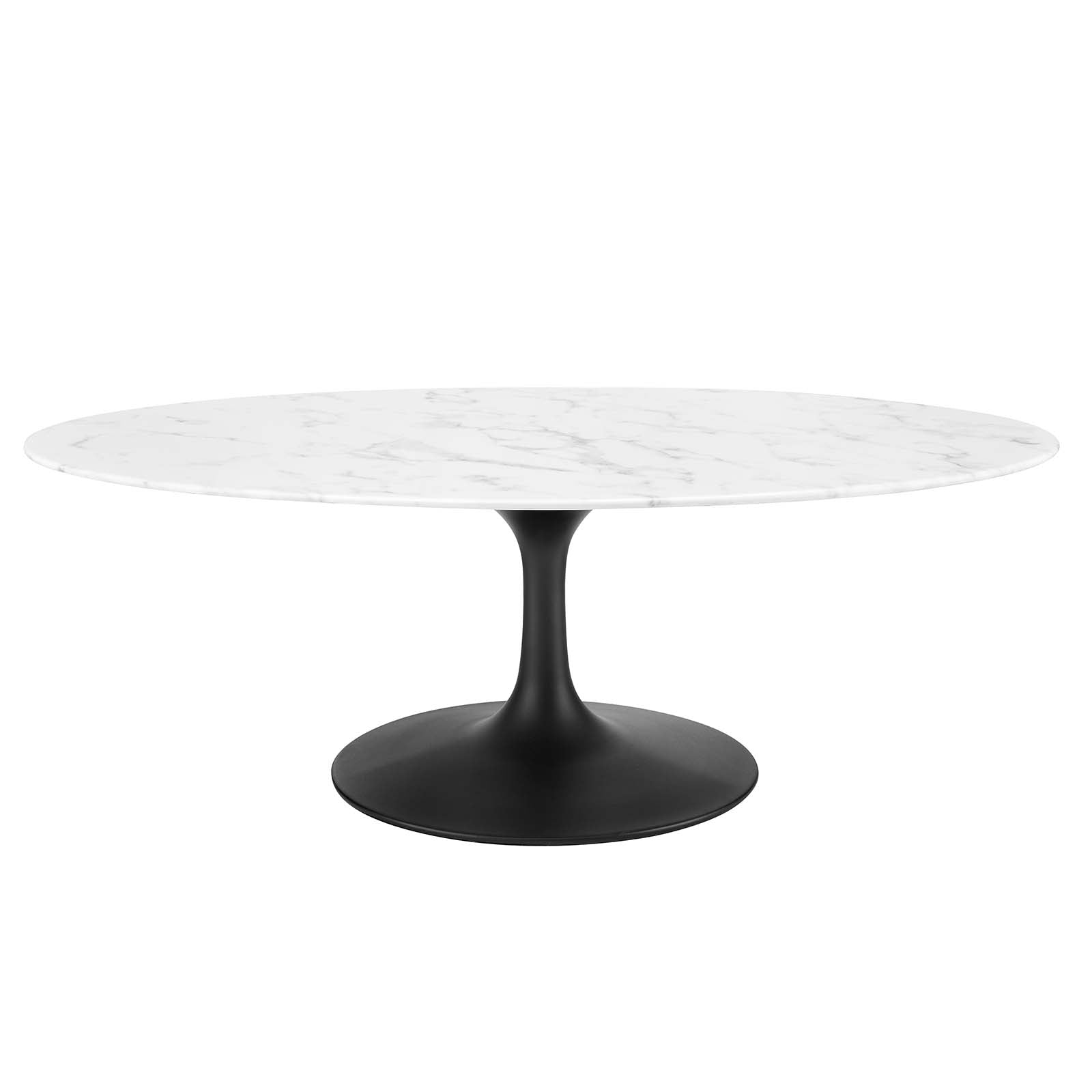 Modway Coffee Tables - Lippa 48" Oval-Shaped Artificial Marble Coffee Table Black White