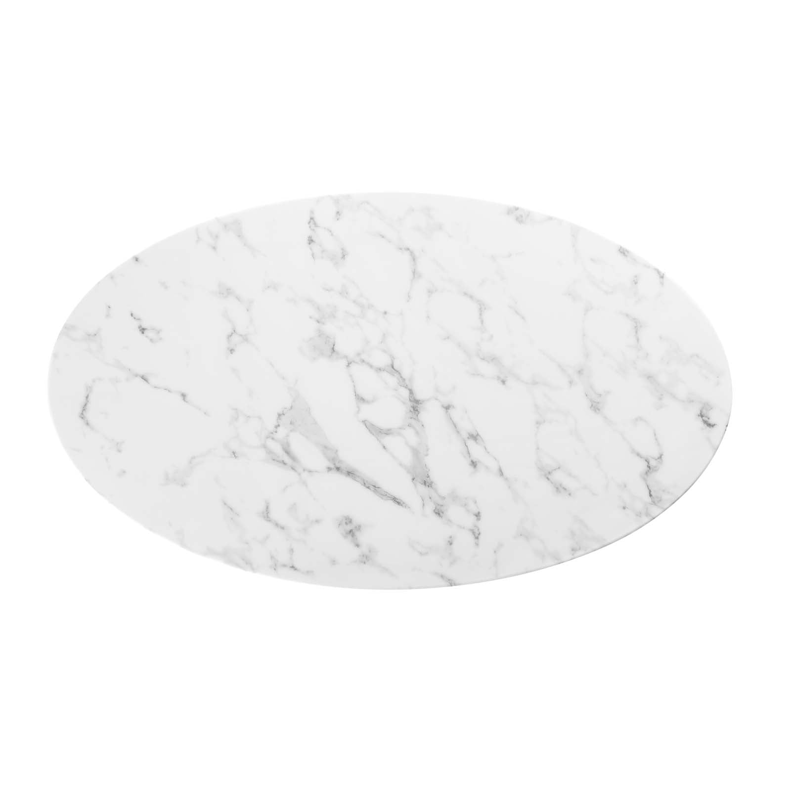 Modway Coffee Tables - Lippa 48" Oval-Shaped Artificial Marble Coffee Table Black White