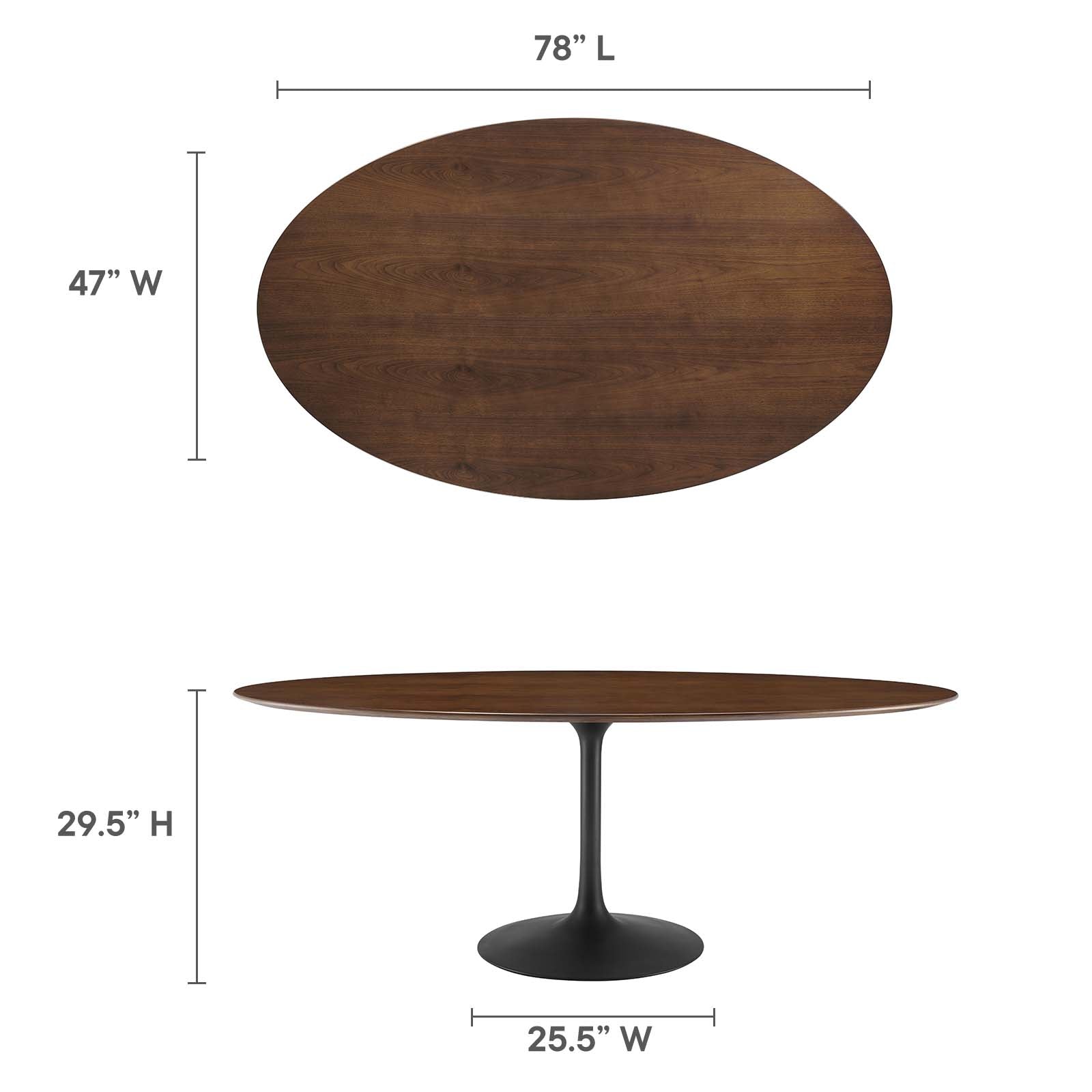 Modway Dining Tables - Lippa 78" Oval Wood Dining Table Black Walnut