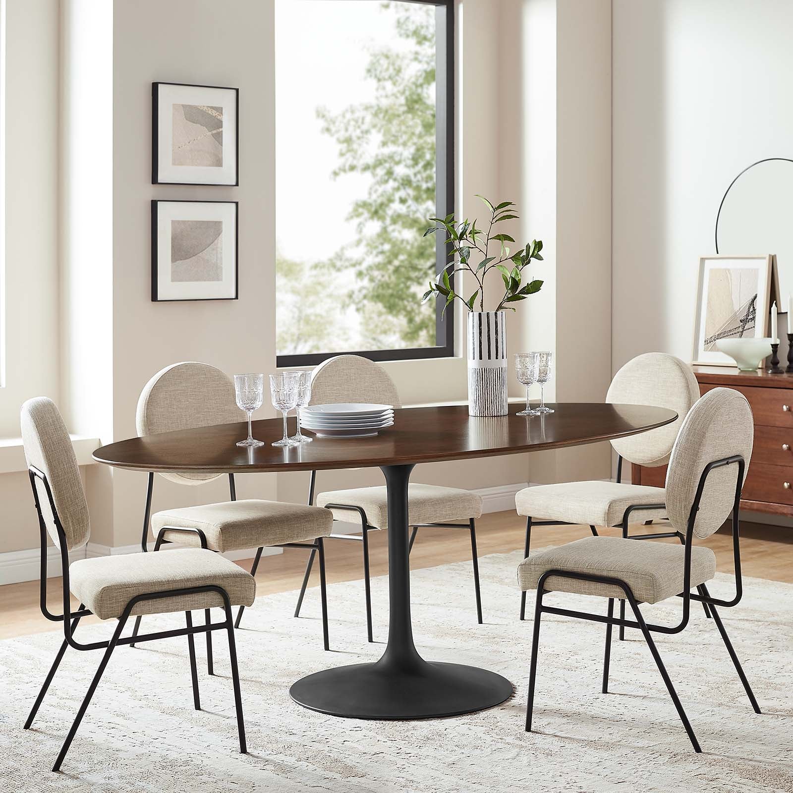 Modway Dining Tables - Lippa 78" Oval Wood Dining Table Black Walnut