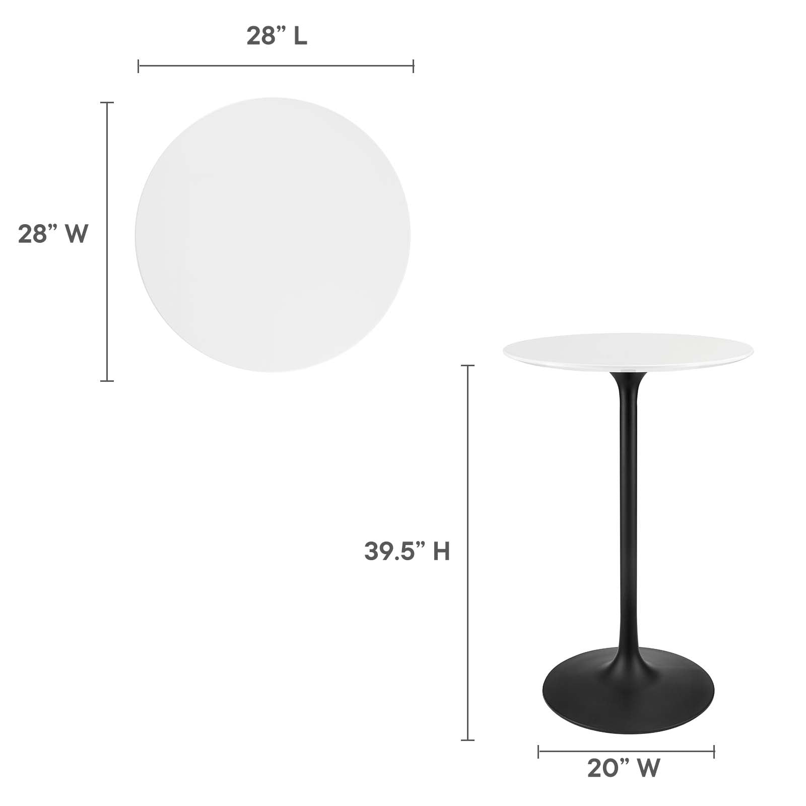 Modway Bar Tables - Lippa 28" Round Wood Bar Table Black White