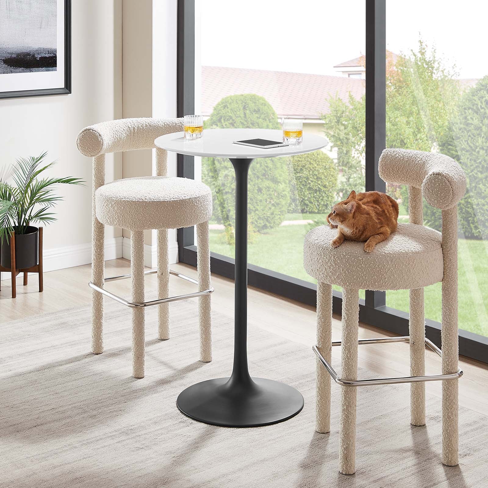 Modway Bar Tables - Lippa 28" Round Wood Bar Table Black White