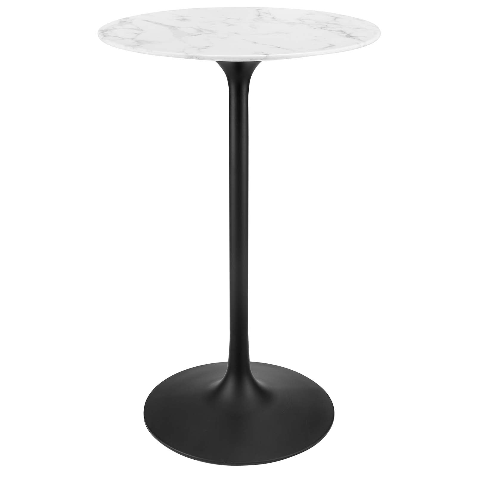 Modway Bar Tables - Lippa 28" Round Artificial Marble Bar Table Black White