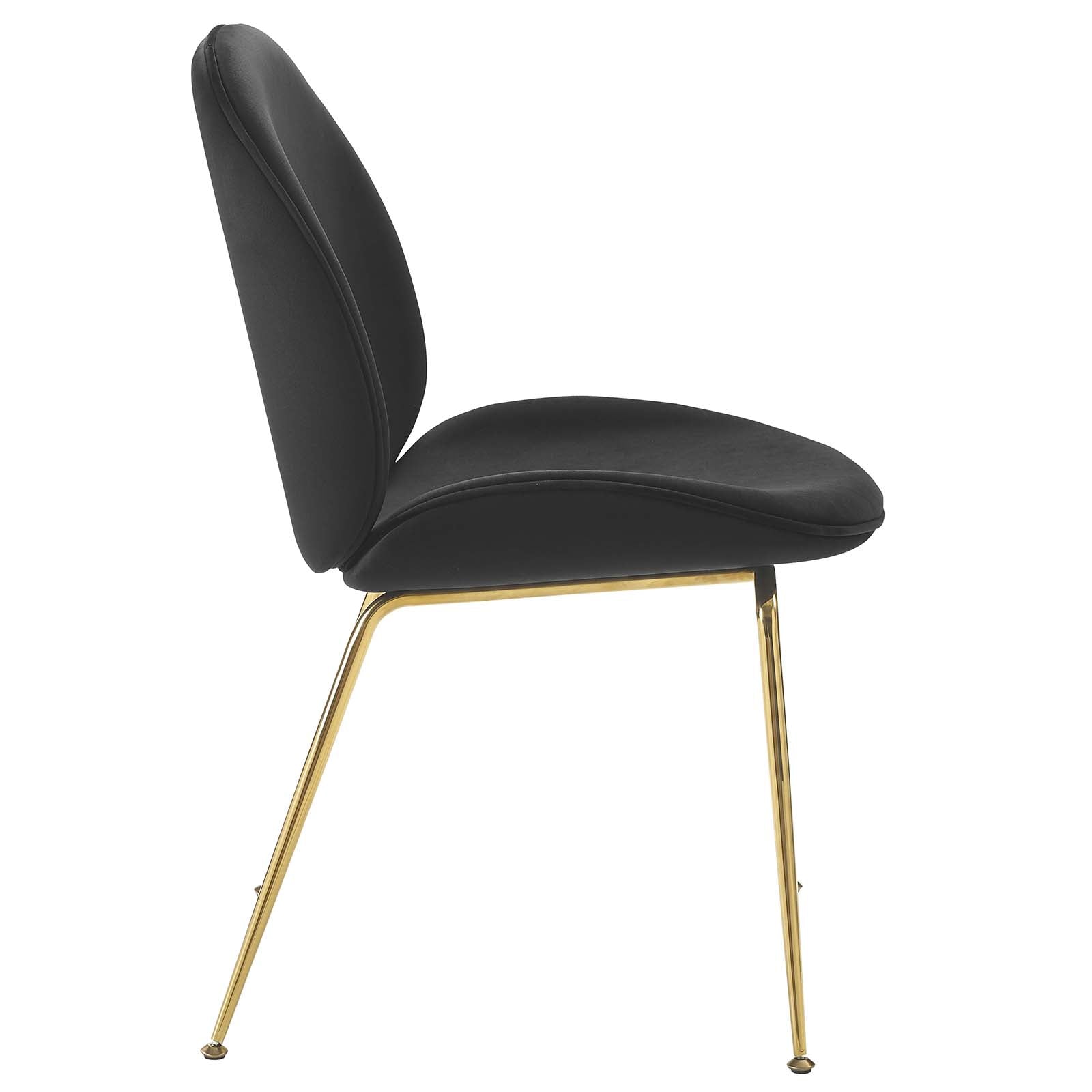 Scoop Gold Stainless Steel Leg Performance Velvet Dining Chair Black
