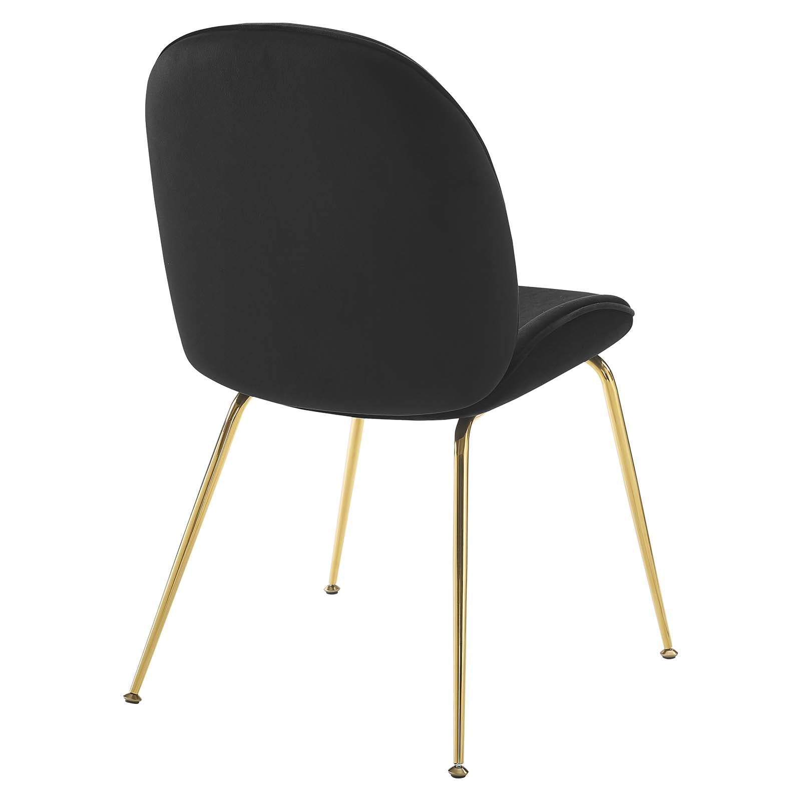 Scoop Gold Stainless Steel Leg Performance Velvet Dining Chair Black