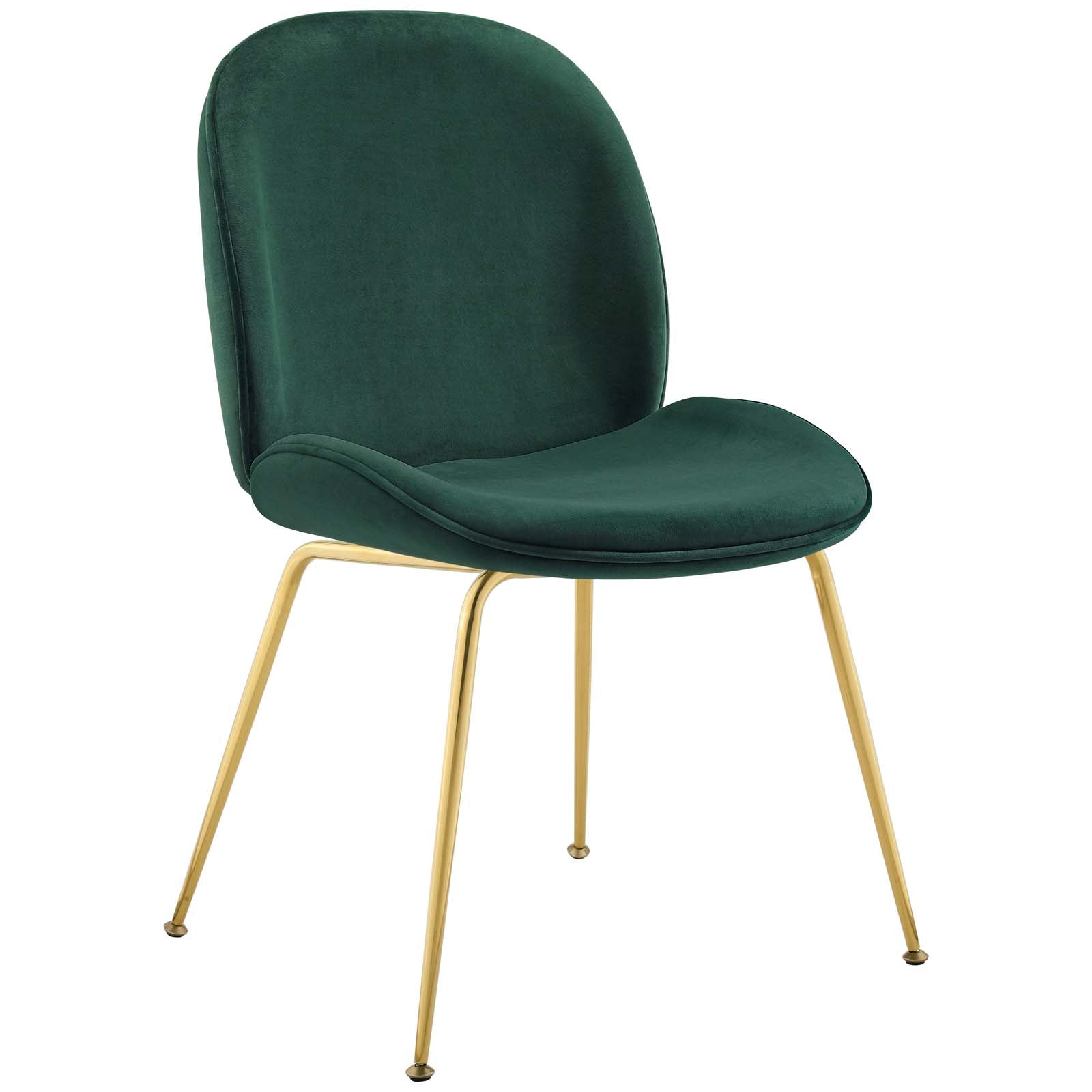 Modway Dining Chairs - Scoop Gold Stainless Steel Leg Performance Velvet Dining Chair Green