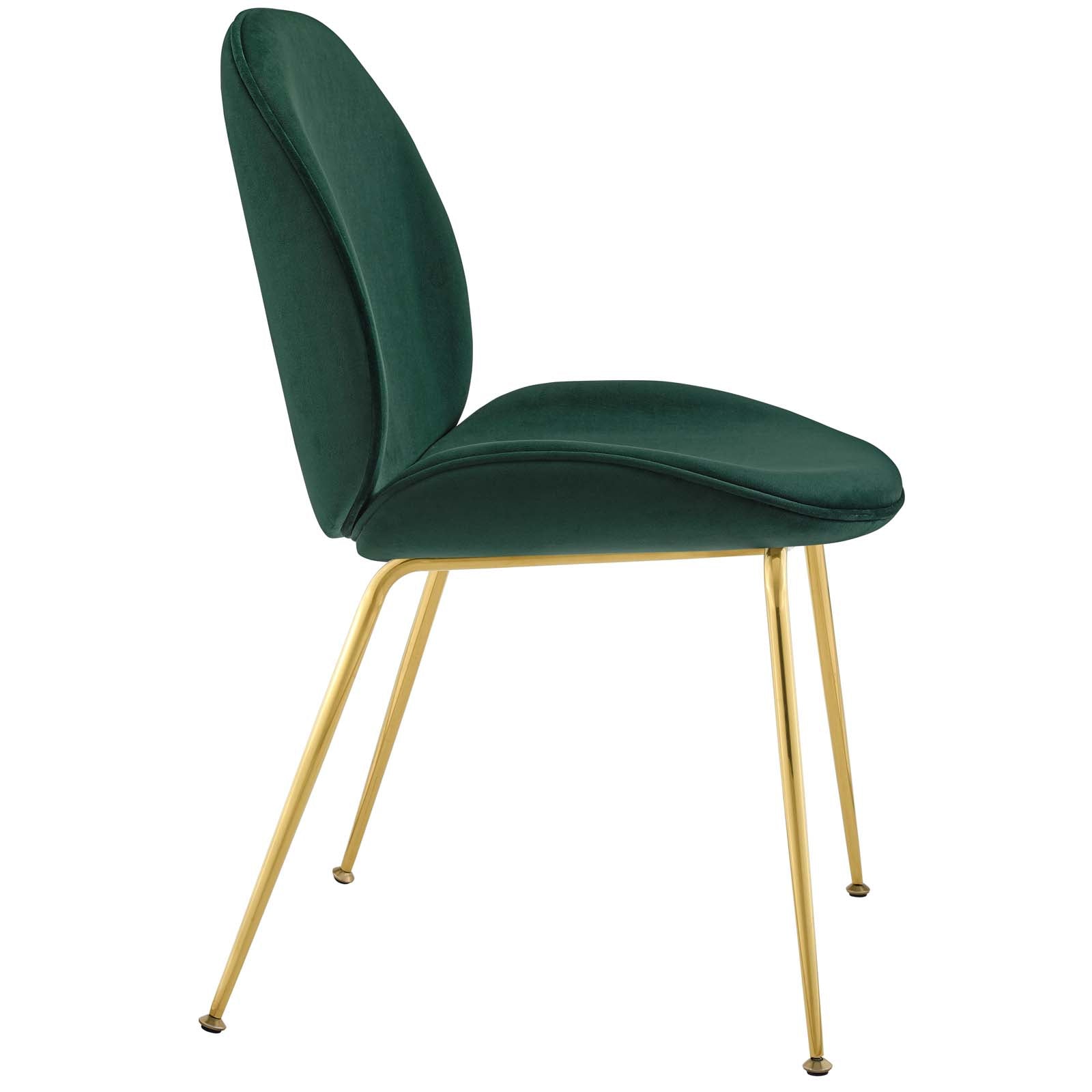 Modway Dining Chairs - Scoop Gold Stainless Steel Leg Performance Velvet Dining Chair Green
