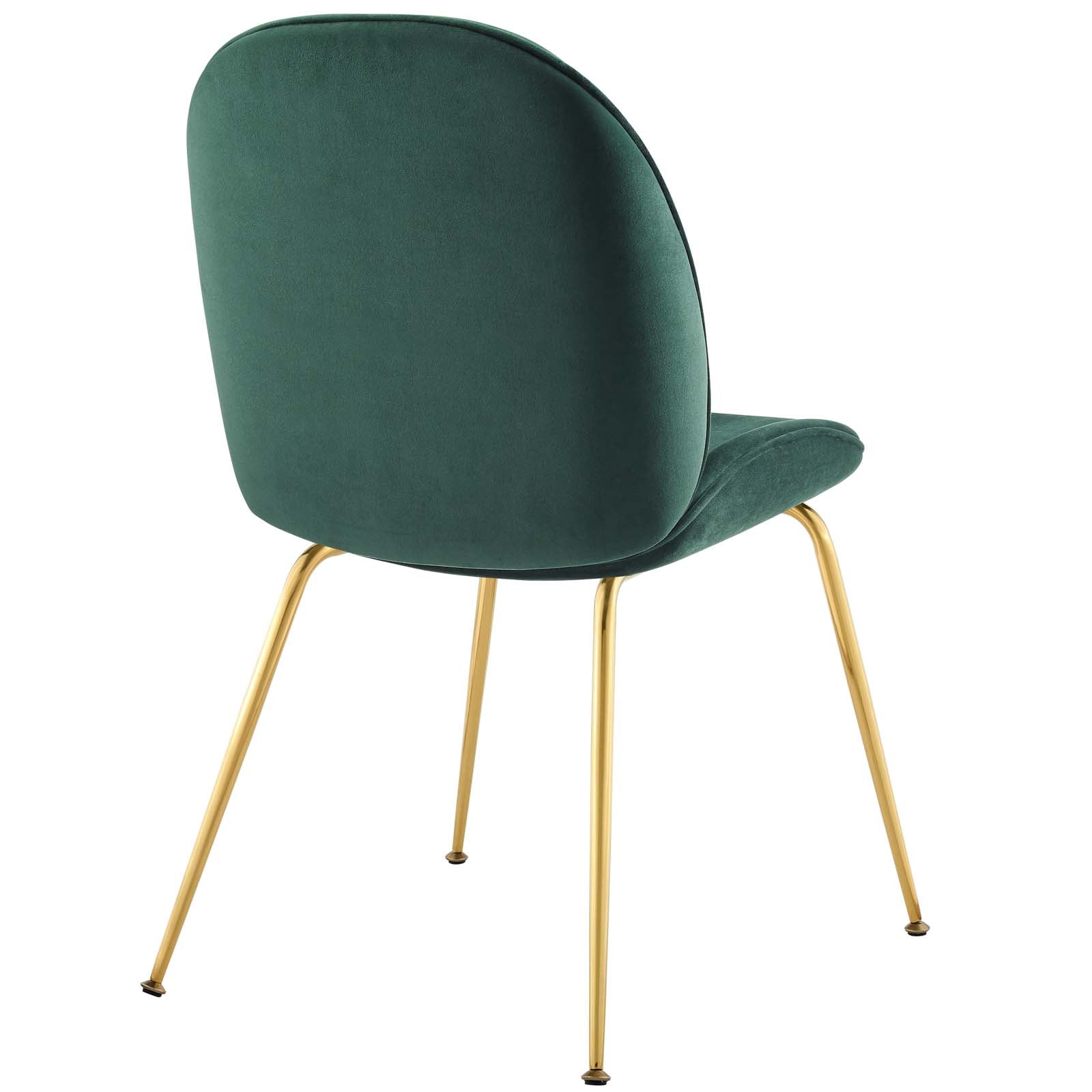 Modway Dining Chairs - Scoop Gold Stainless Steel Leg Performance Velvet Dining Chair Green