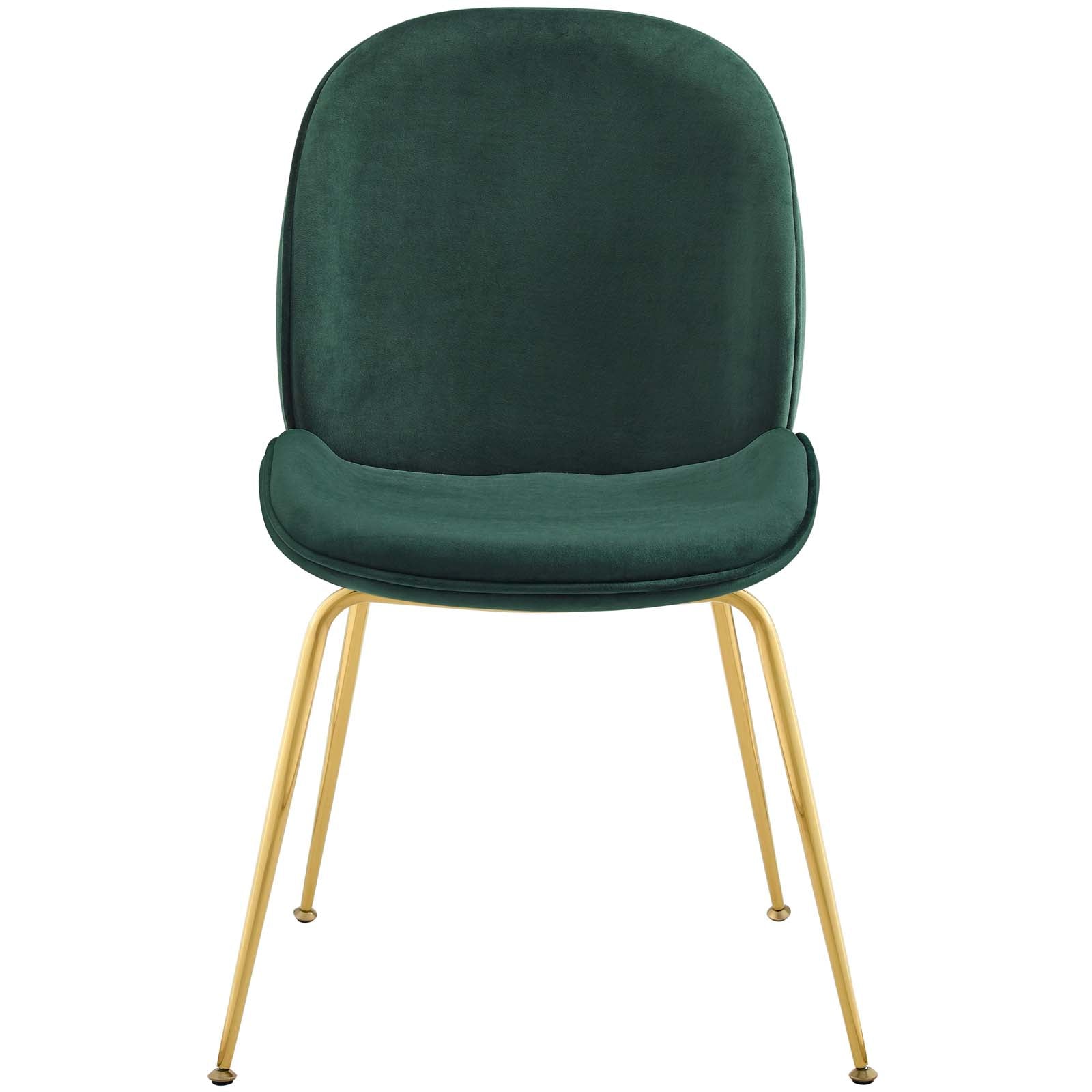 Modway Dining Chairs - Scoop Gold Stainless Steel Leg Performance Velvet Dining Chair Green