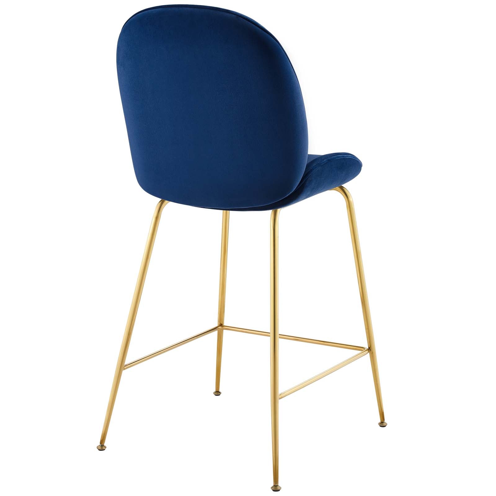 Modway Barstools - Scoop Performance Velvet Counter Stool Navy And Gold