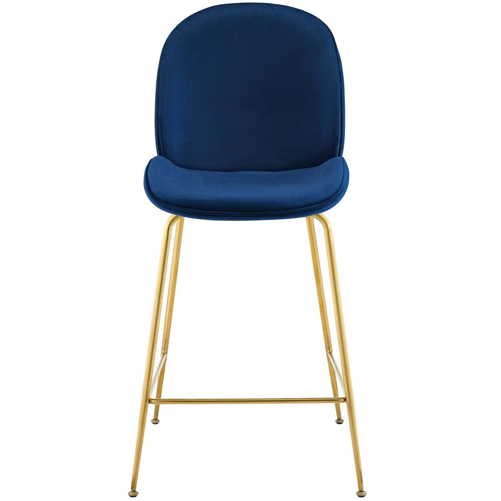 Modway Barstools - Scoop Performance Velvet Counter Stool Navy And Gold