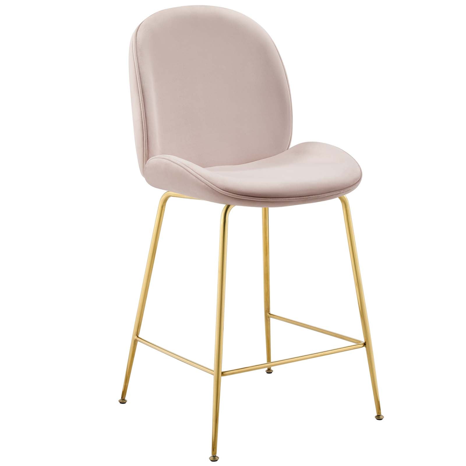 Modway Barstools - Scoop Performance Velvet Counter Stool Pink