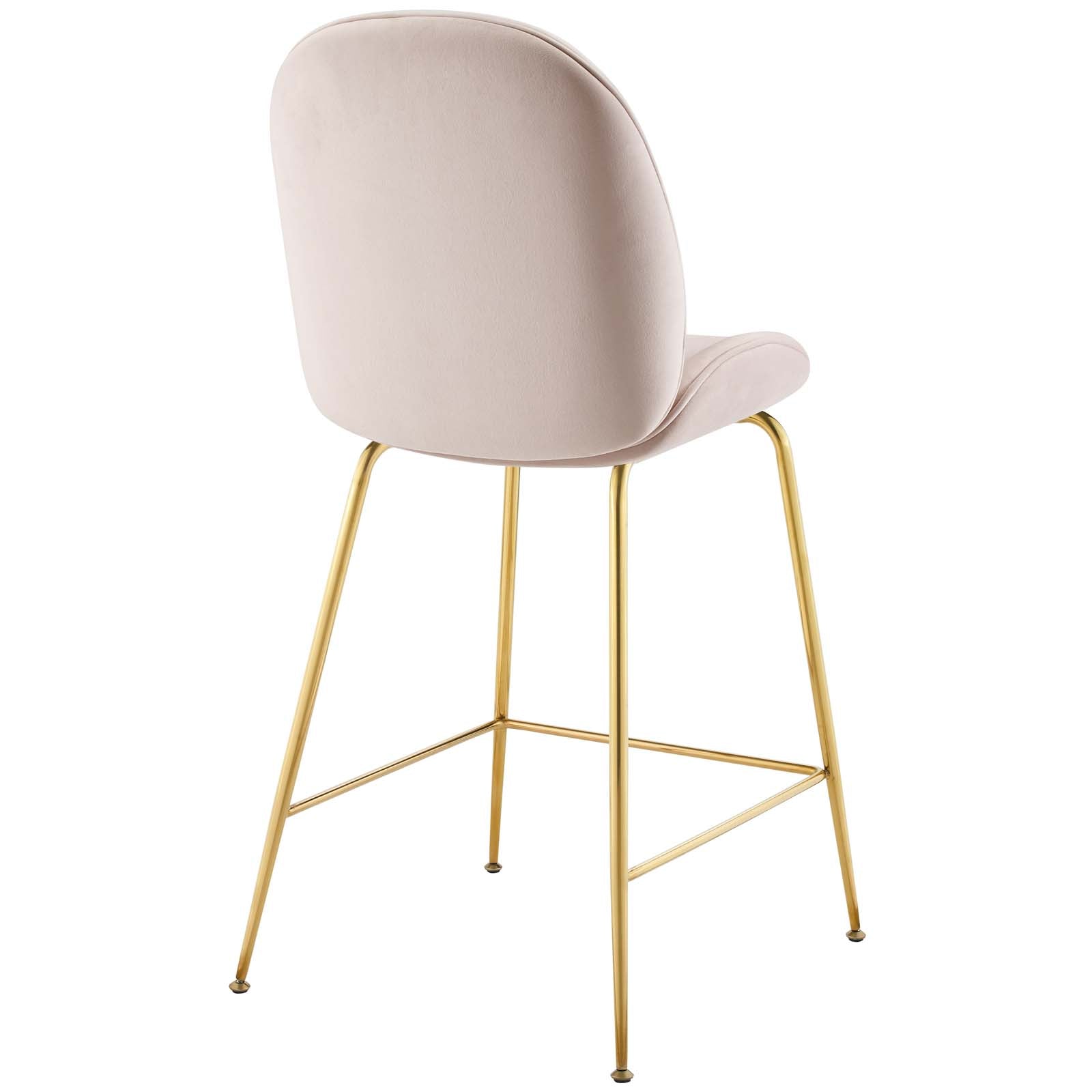 Modway Barstools - Scoop Performance Velvet Counter Stool Pink