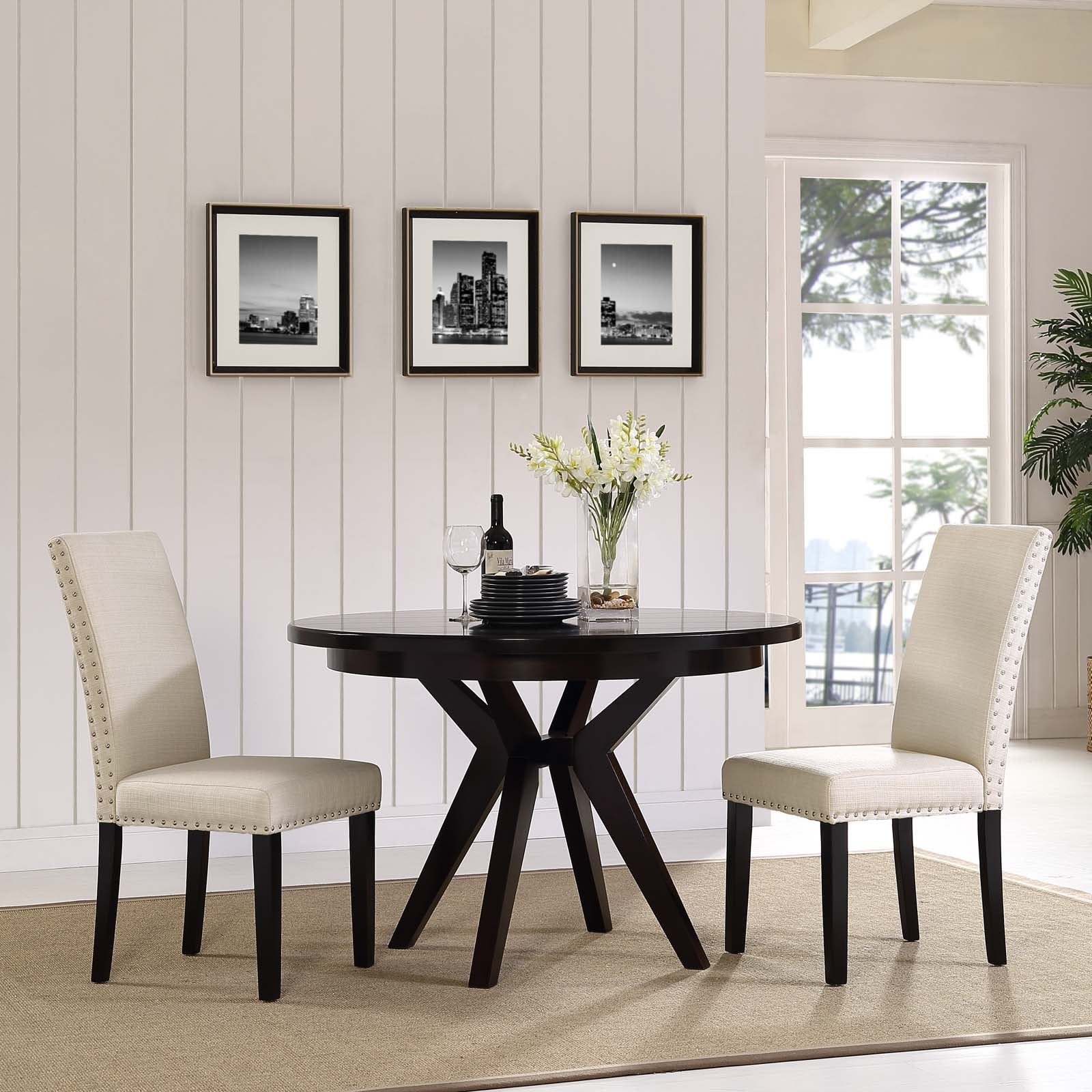 Modway Dining Chairs - Parcel Dining Side Chair Fabric Set of 2 Beige