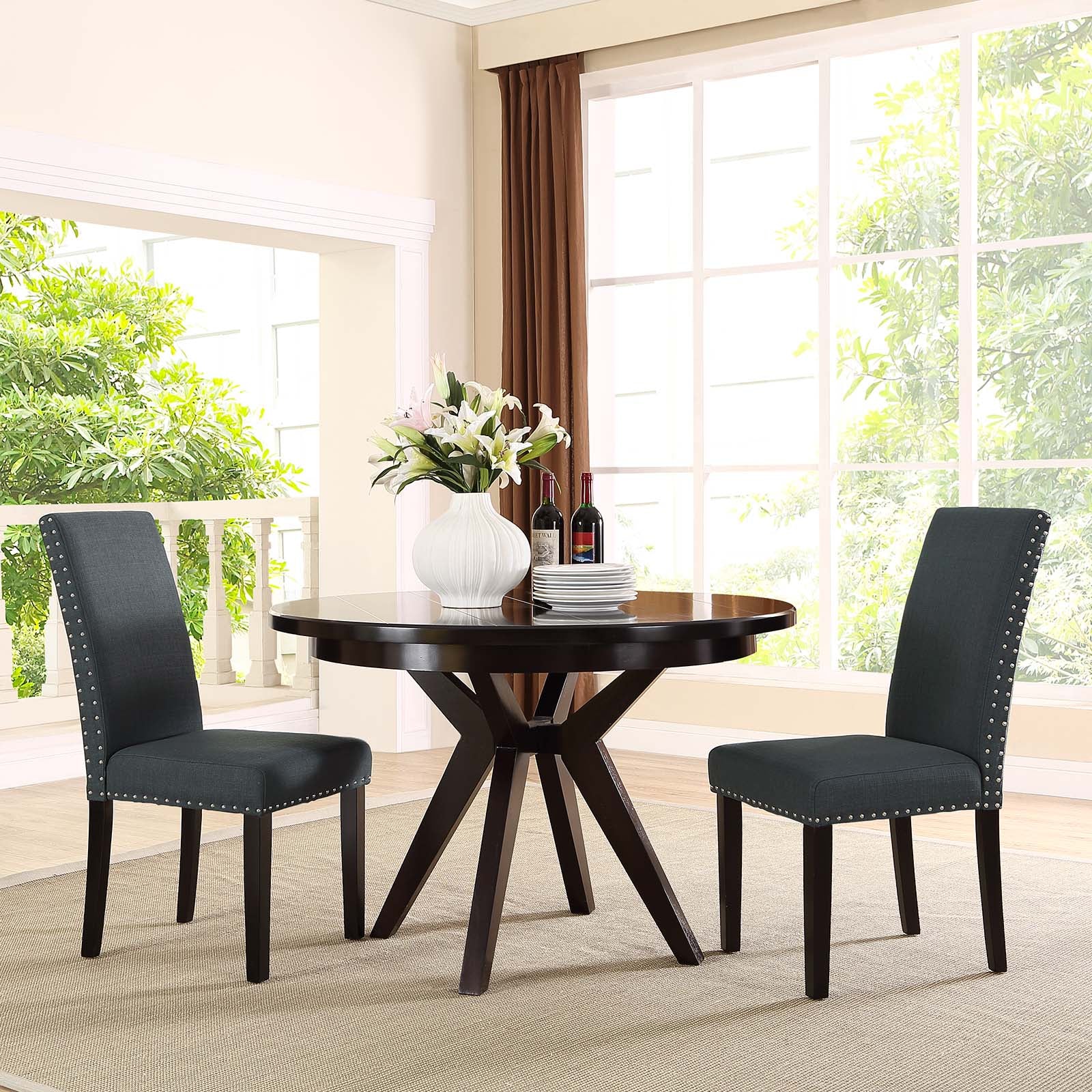 Modway Dining Chairs - Parcel Dining Side Chair Fabric Set of 2 Gray