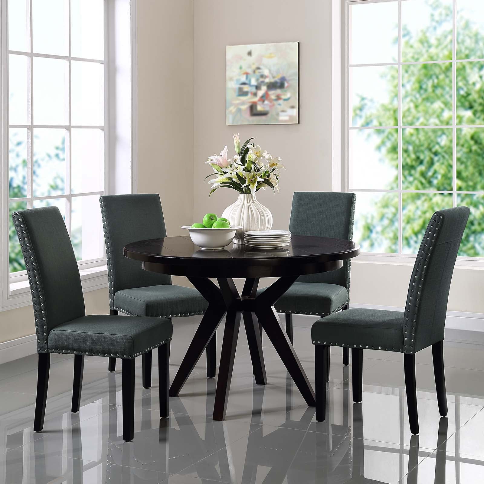 Modway Dining Chairs - Parcel Dining Side Chair Fabric Set of 4 Gray