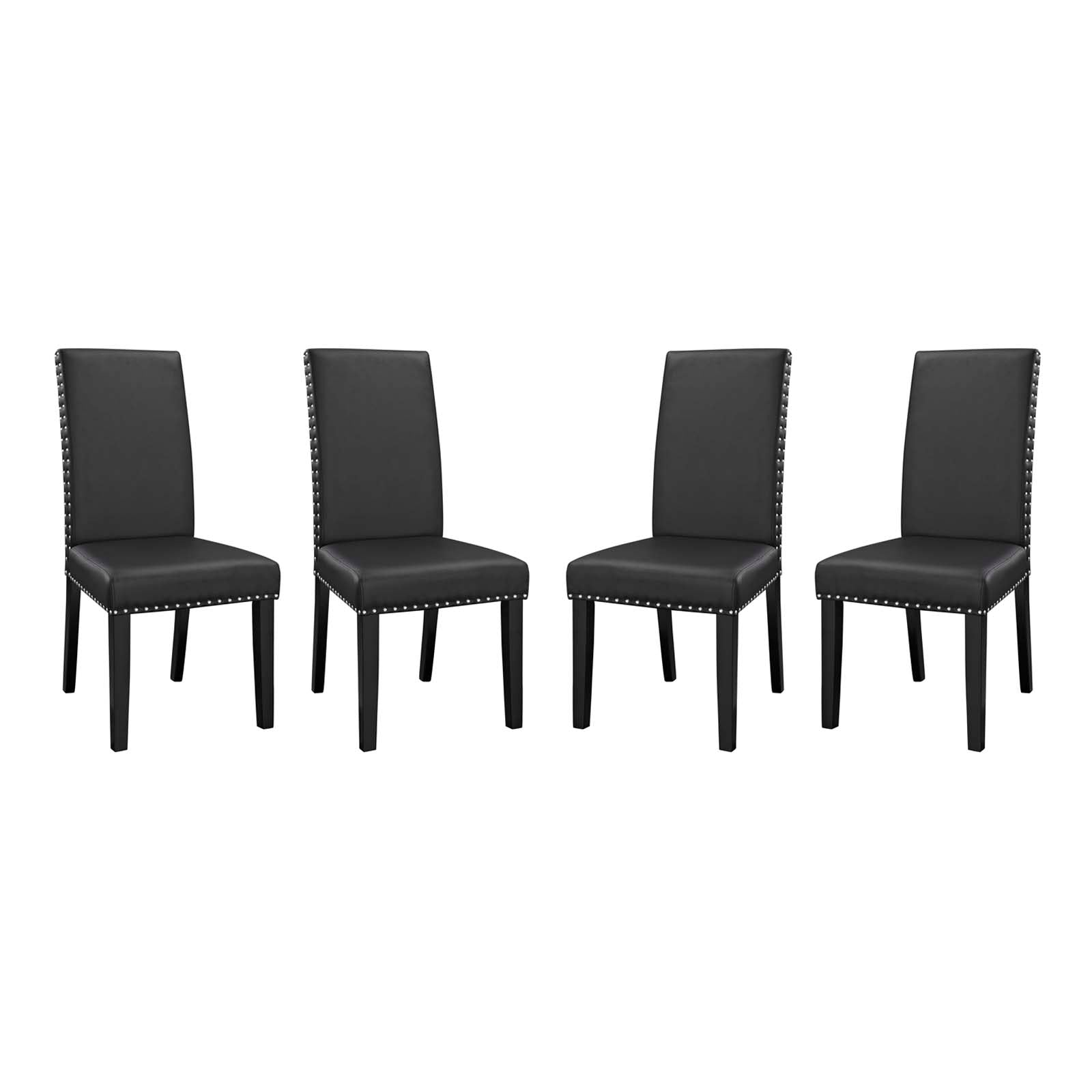 Modway Dining Chairs - Parcel Dining Side Chair Vinyl Set of 4 Black