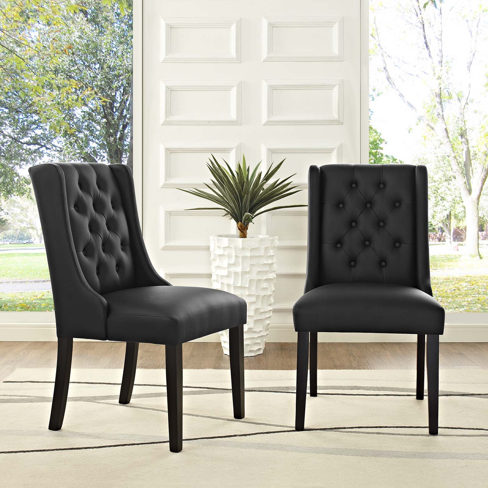 Modway Dining Chairs - Baronet Dining Chair Vinyl Black ( Set of 2 )